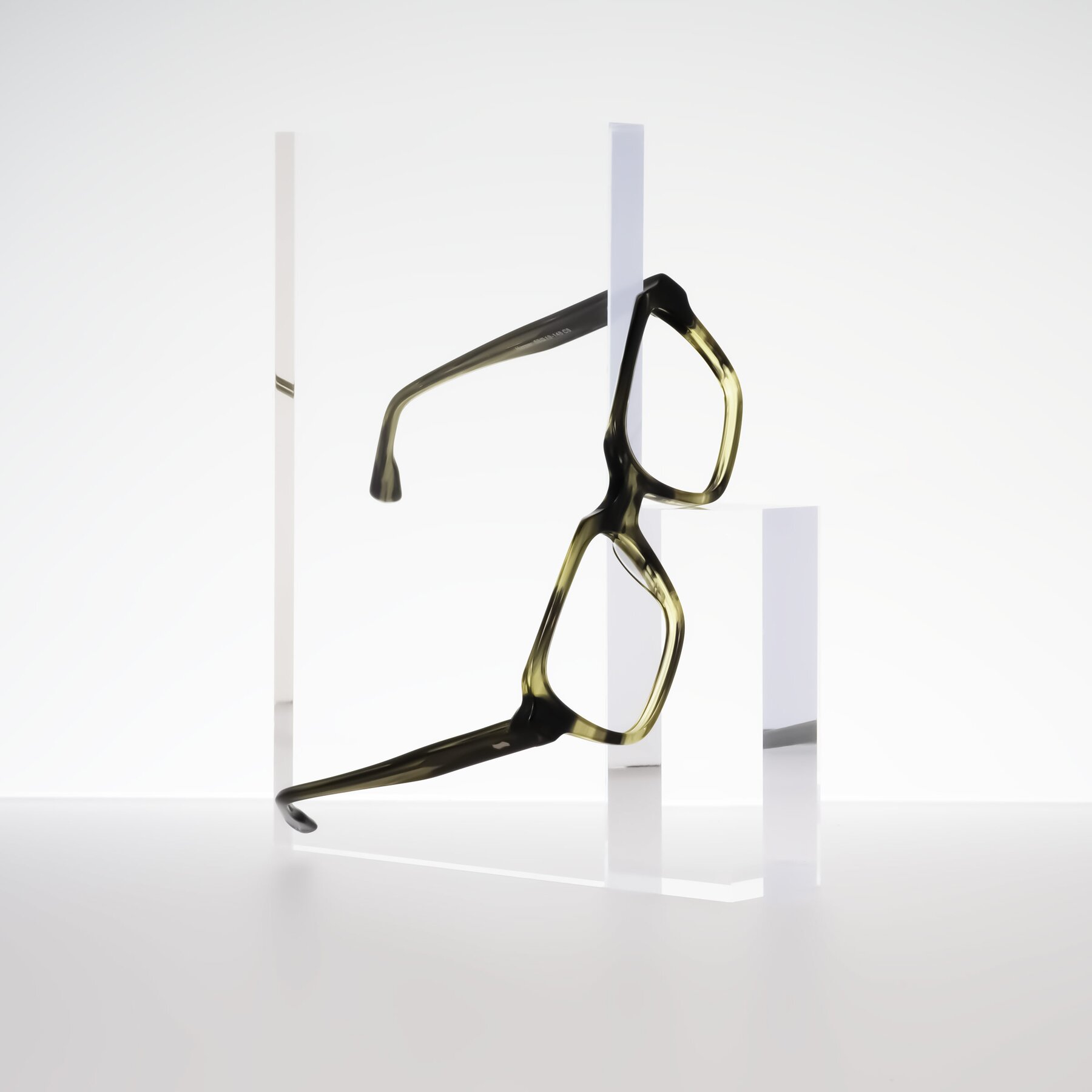 Lifestyle photography #1 of Harper in Green Striped with Clear Eyeglass Lenses