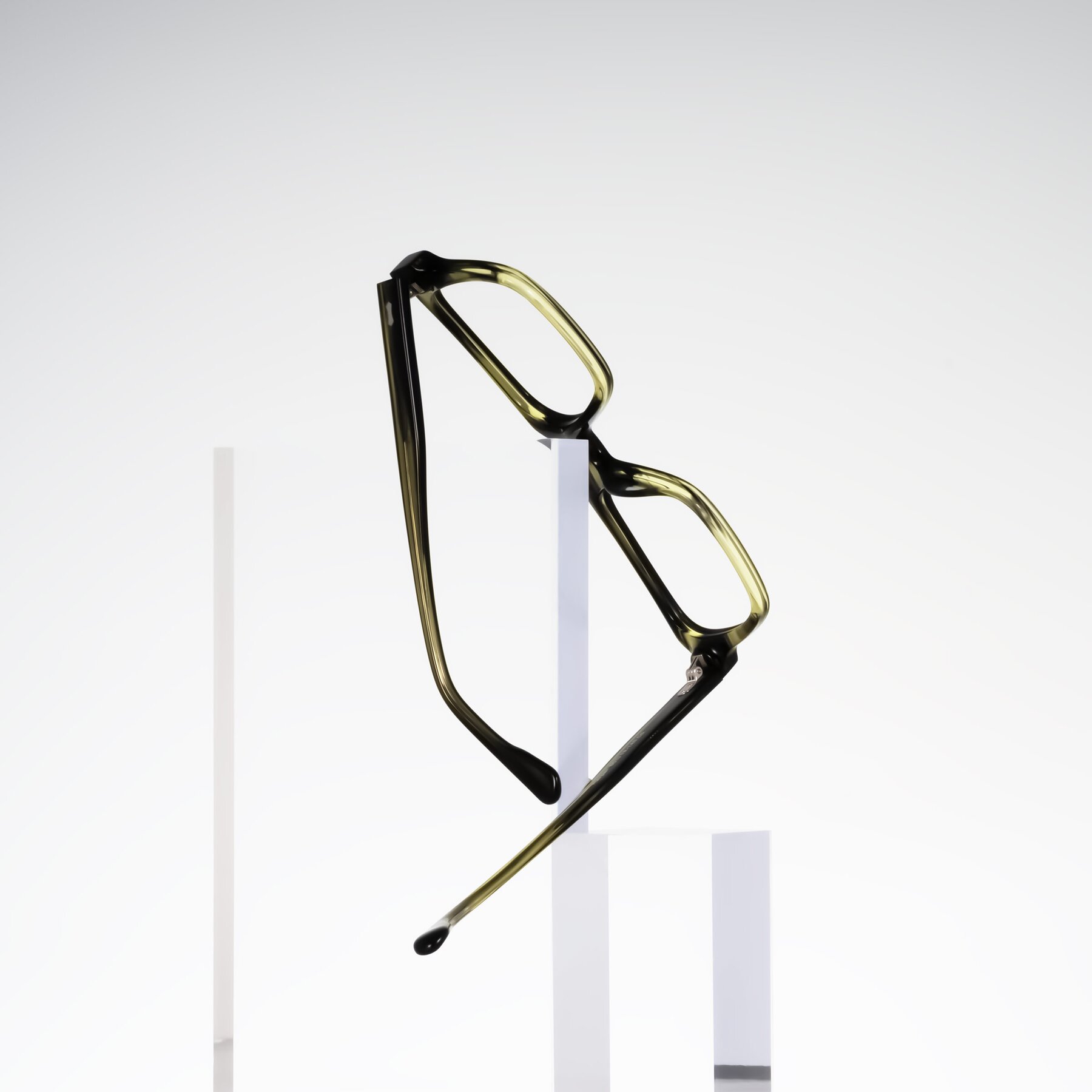 Lifestyle photography #2 of Harper in Green Striped with Clear Eyeglass Lenses