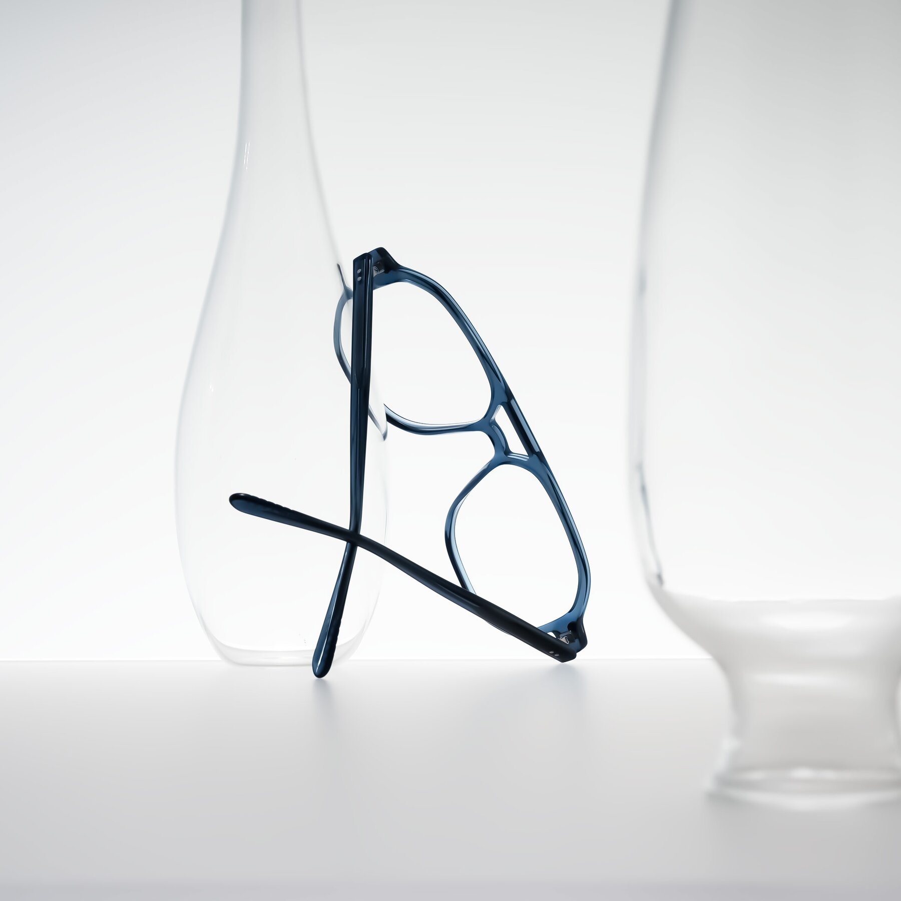 Lifestyle photography #1 of Aguilar in Transparent Blue with Clear Eyeglass Lenses