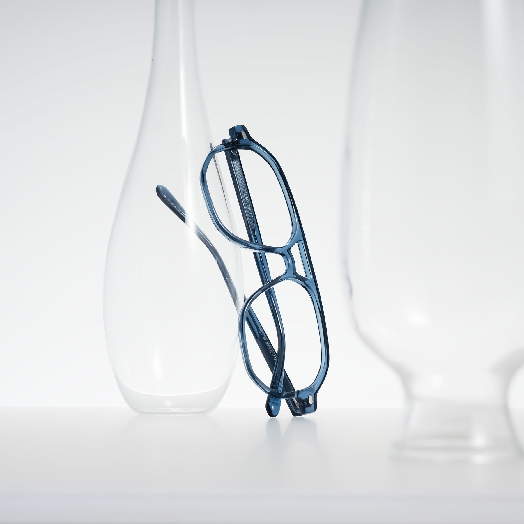 Lifestyle photography #2 of Aguilar in Transparent Blue with Clear Eyeglass Lenses