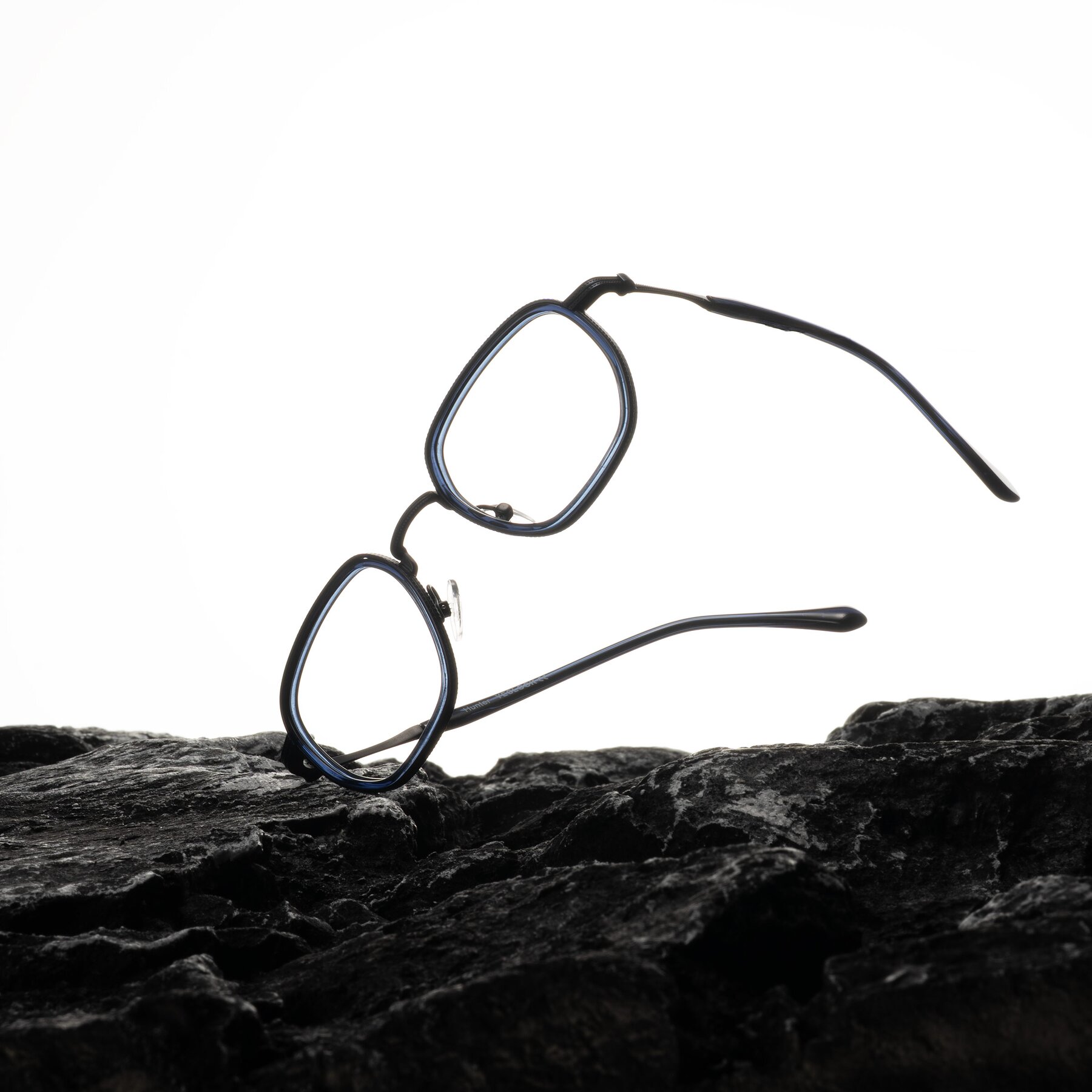 Lifestyle photography #2 of Hunter in Midnight Blue with Clear Eyeglass Lenses