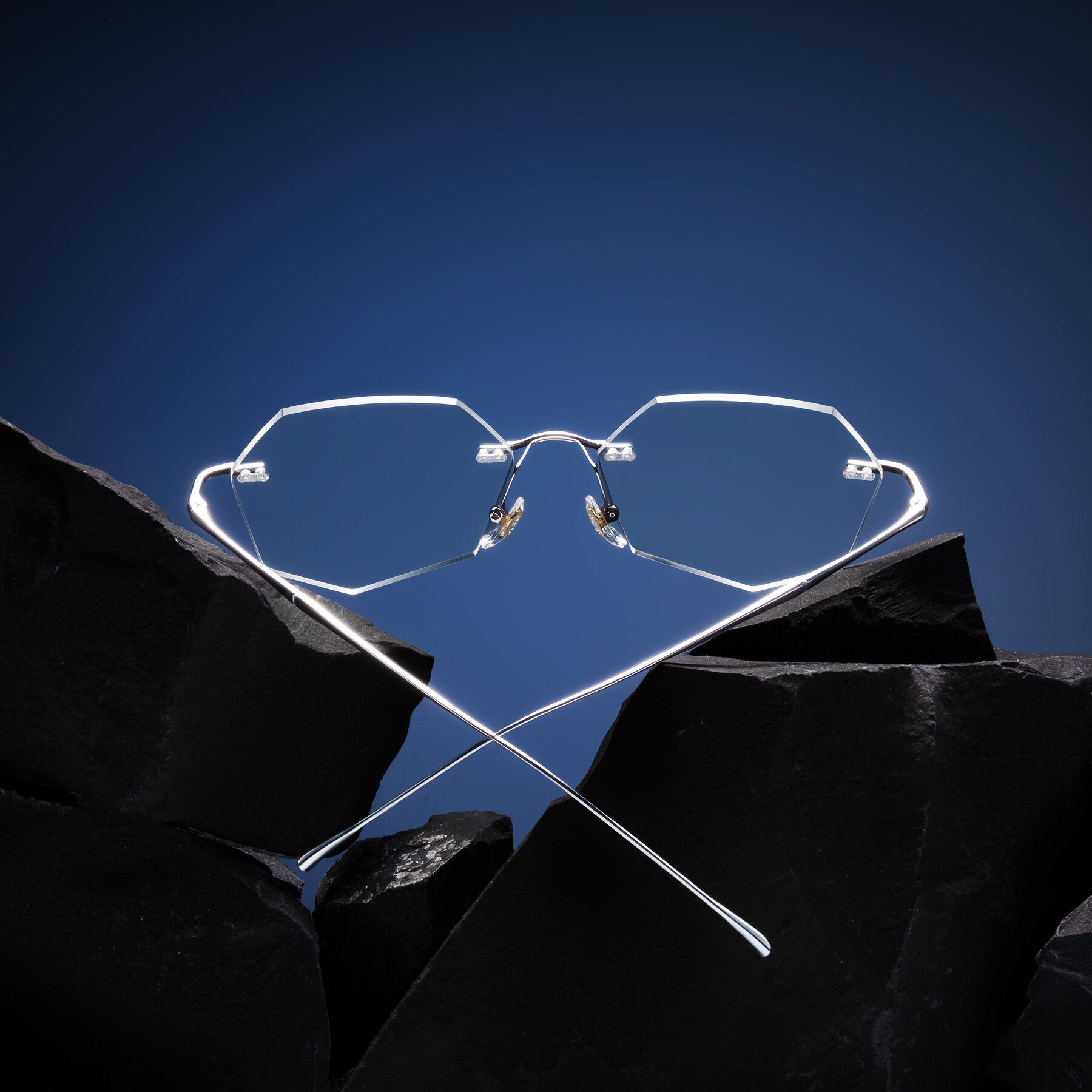 Lifestyle photography #2 of Edme in Silver with Clear Reading Eyeglass Lenses