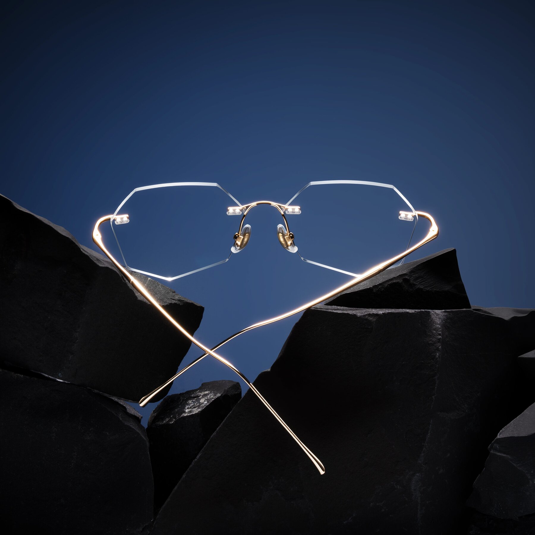 Lifestyle photography #2 of Edme in Gold with Clear Eyeglass Lenses