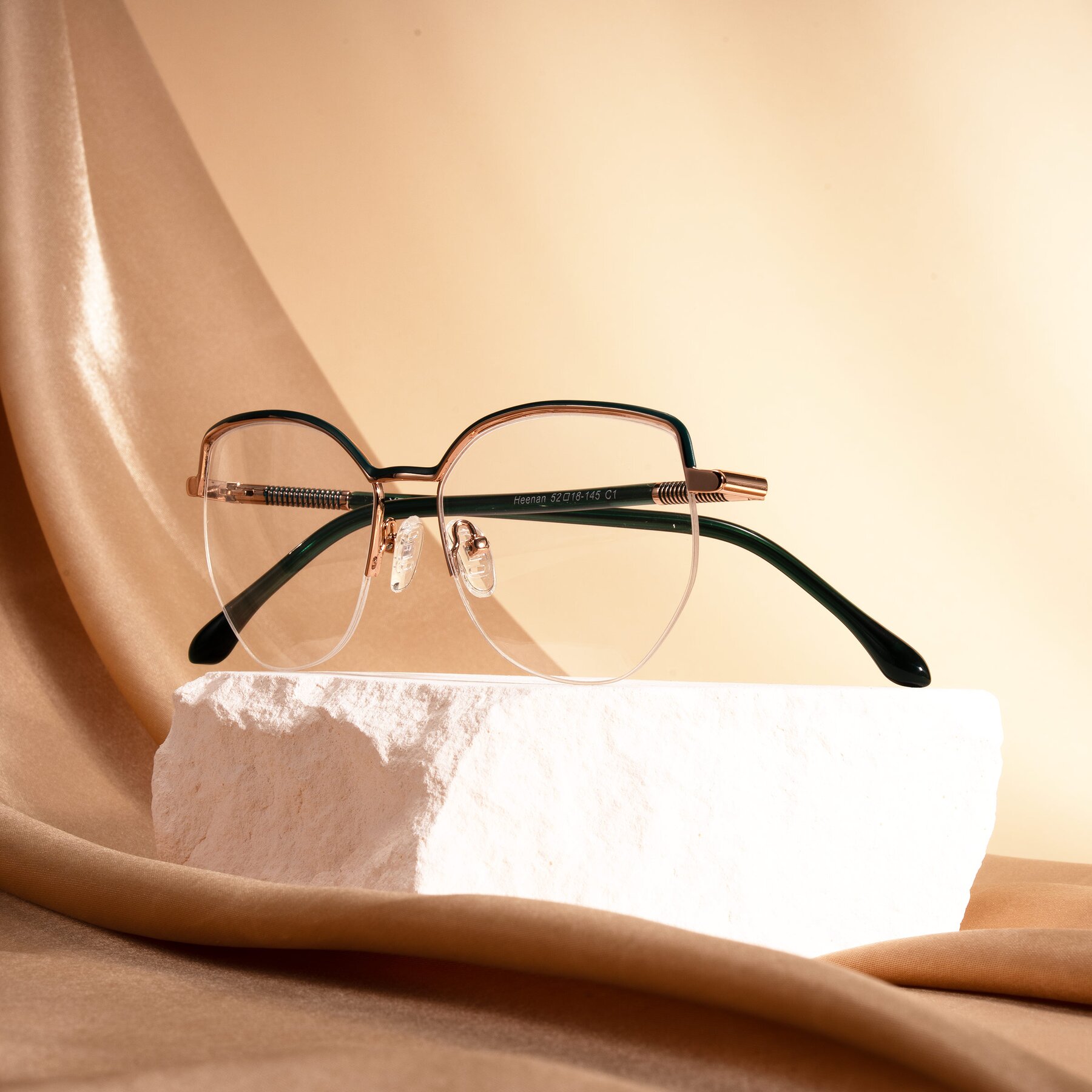 Lifestyle photography #1 of Heenan in Green/Gold with Clear Eyeglass Lenses