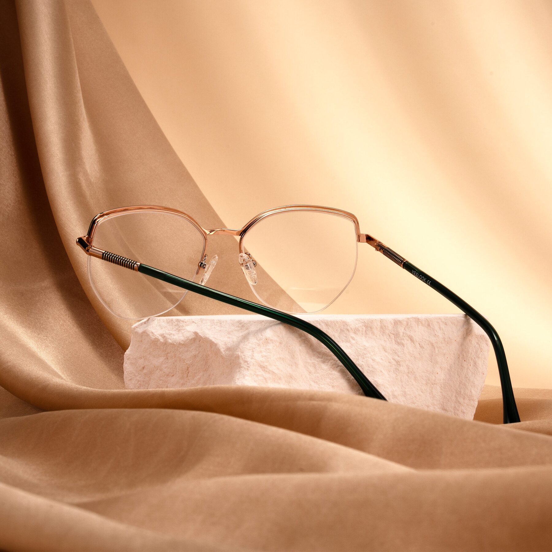 Lifestyle photography #2 of Heenan in Green/Gold with Clear Eyeglass Lenses