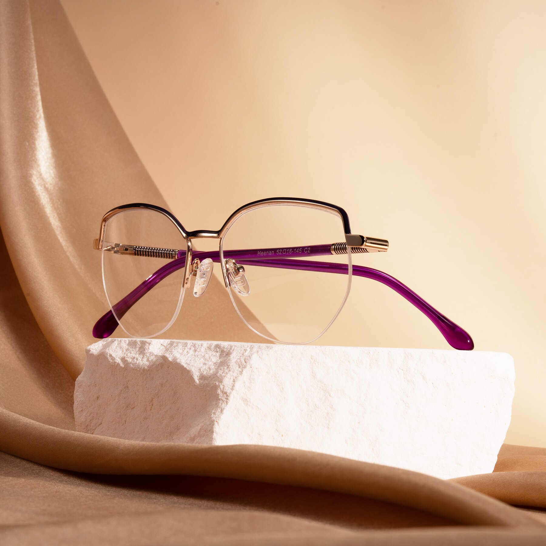 Lifestyle photography #1 of Heenan in Purple/Gold with Clear Reading Eyeglass Lenses