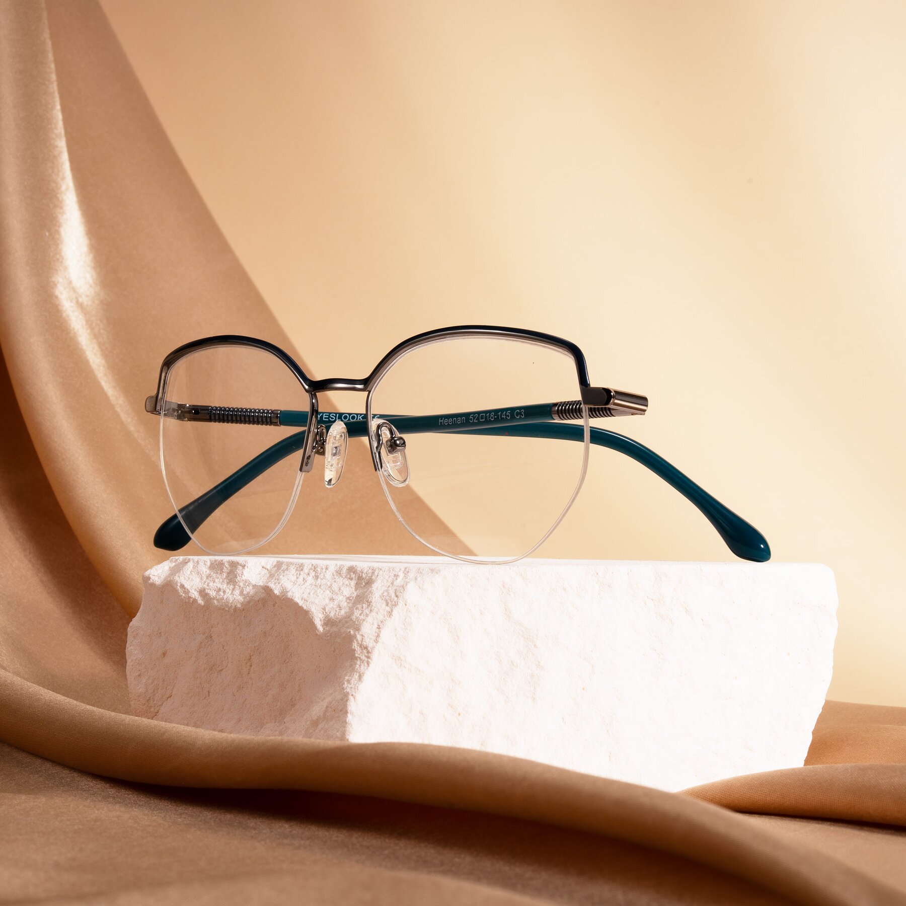 Lifestyle photography #1 of Heenan in Teal/Silver with Clear Reading Eyeglass Lenses