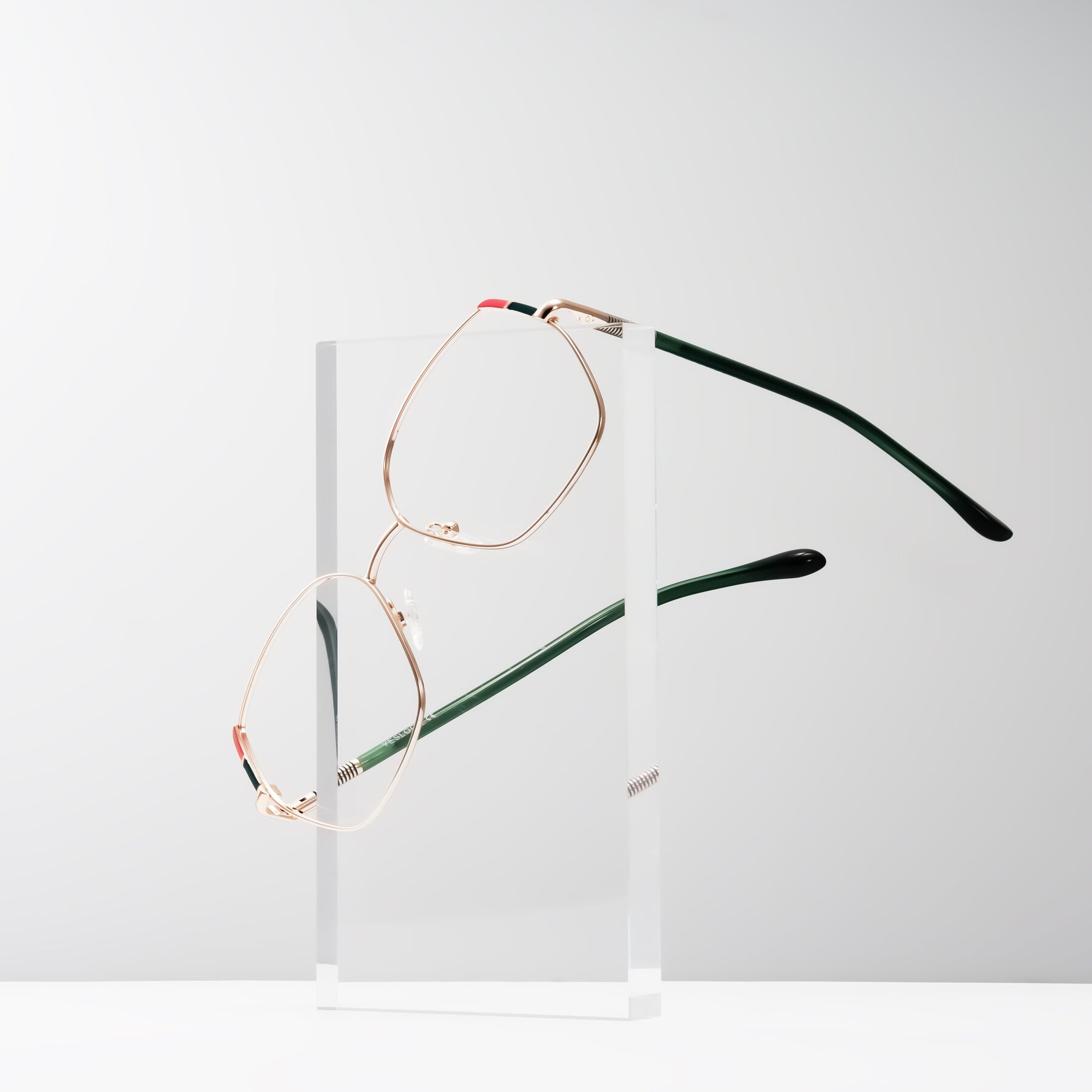 Lifestyle photography #1 of Suarie in Gold/Green with Clear Blue Light Blocking Lenses