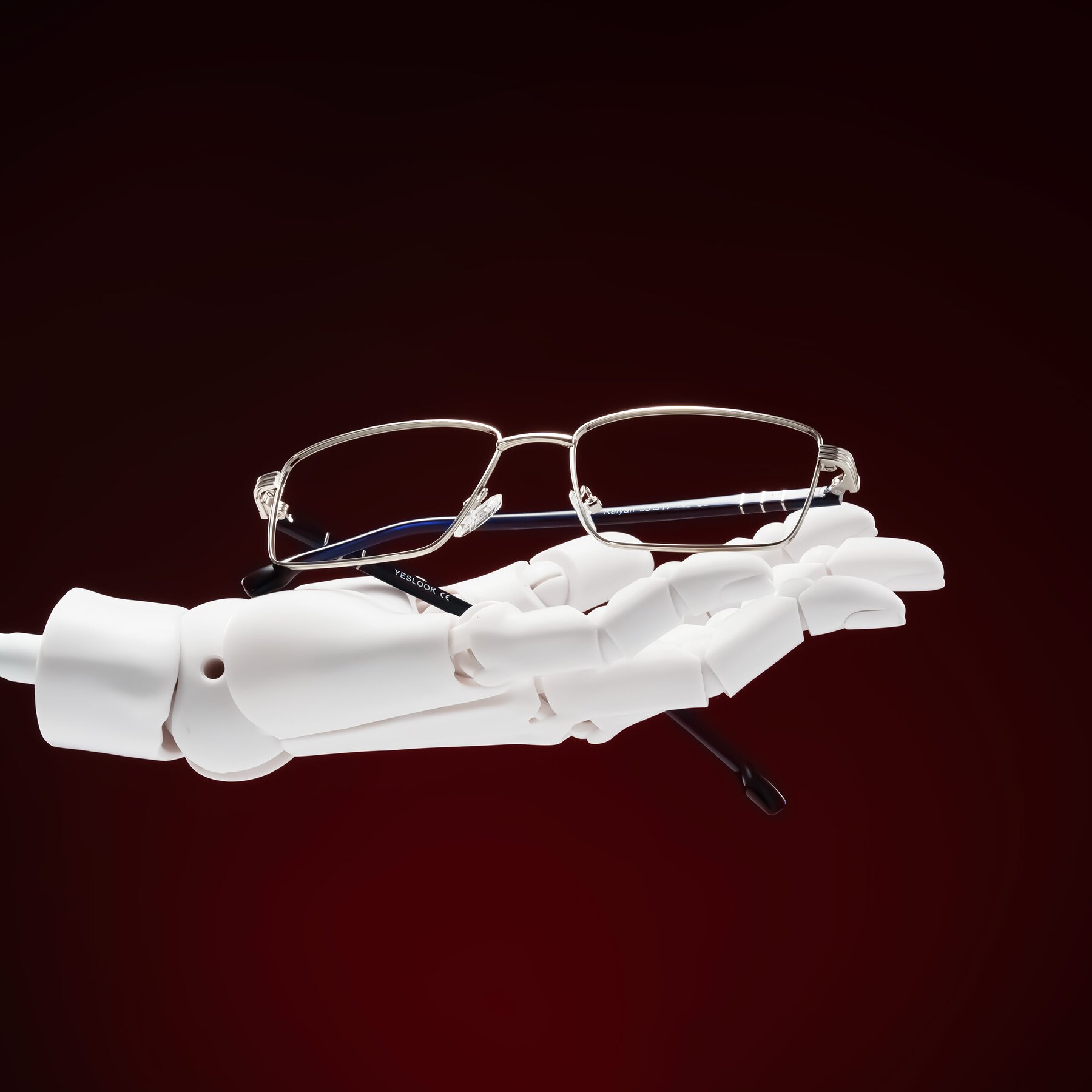 Lifestyle photography #2 of Raiyah in Silver/Dark Blue with Clear Blue Light Blocking Lenses