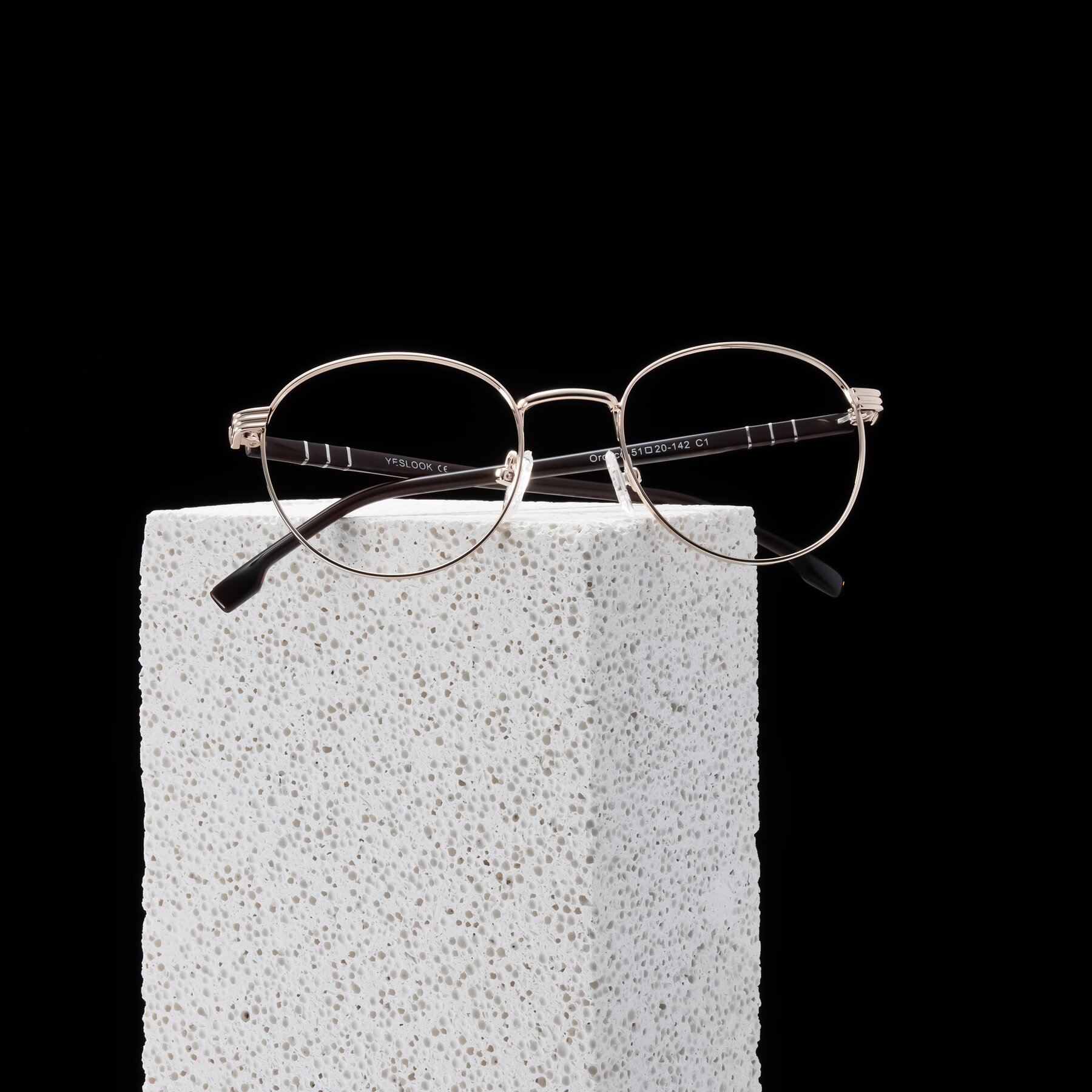 Lifestyle photography #1 of Orozco in Gold/Dark Brown with Clear Blue Light Blocking Lenses