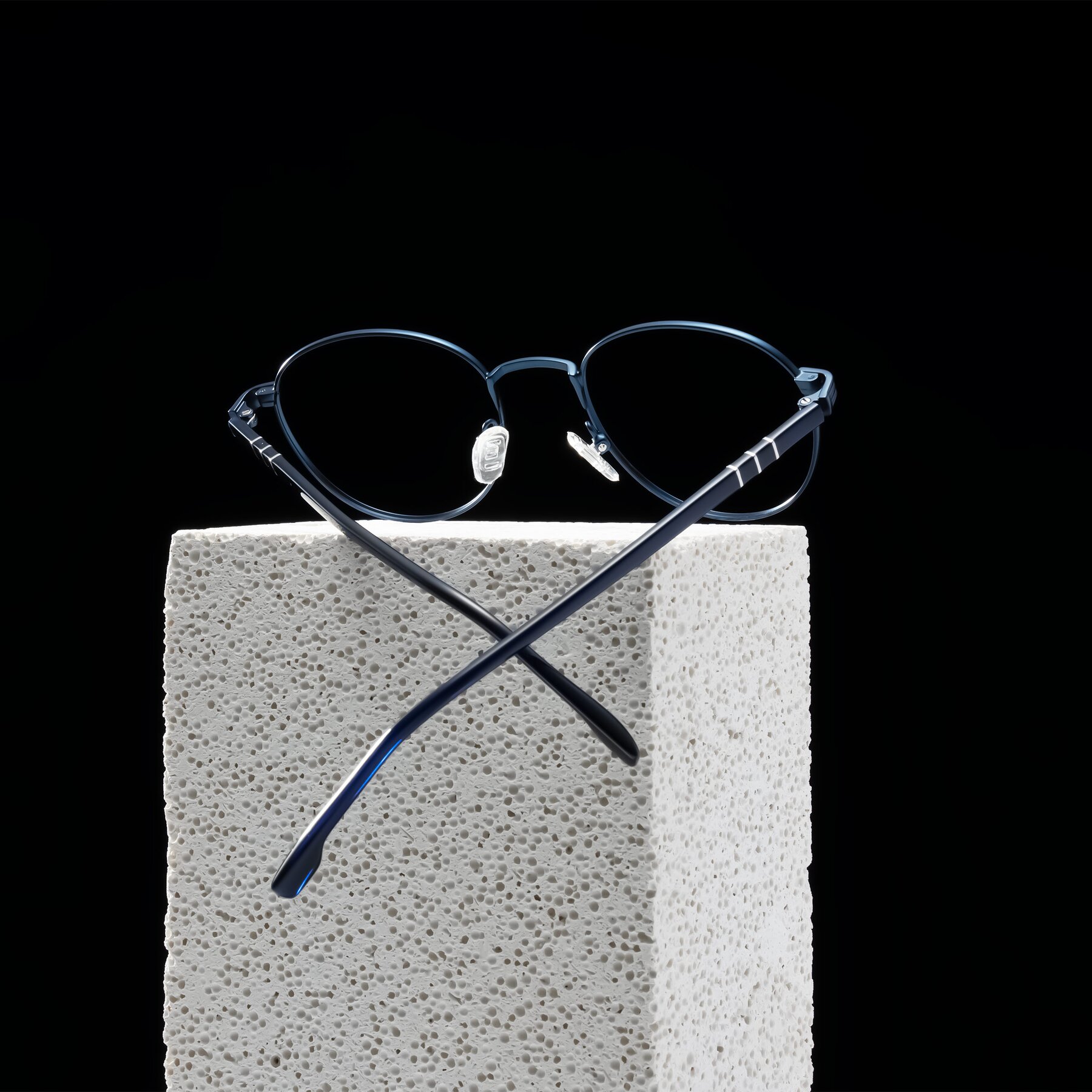 Lifestyle photography #2 of Orozco in Matte Blue/Blue with Clear Eyeglass Lenses