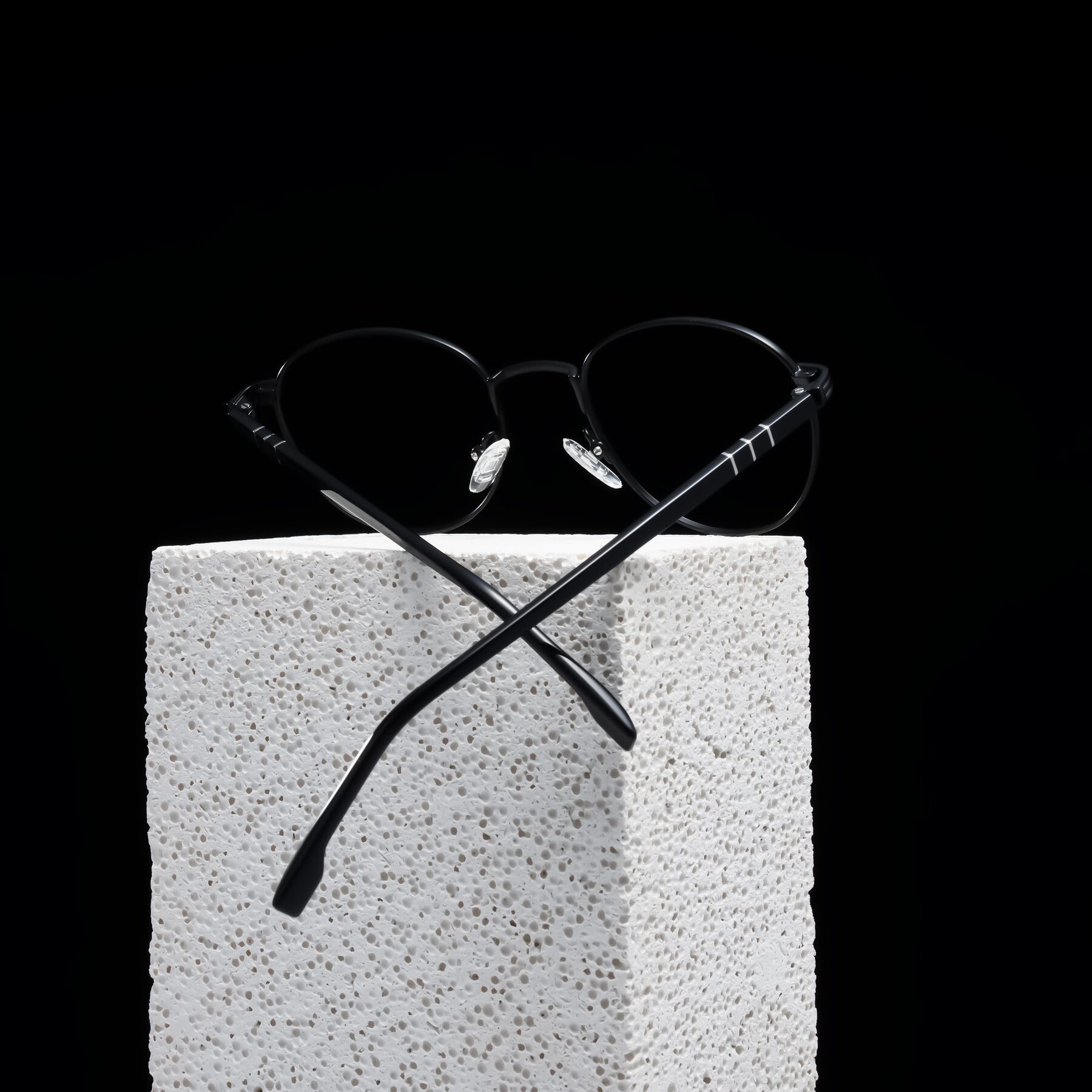 Lifestyle photography #2 of Orozco in Matte Black/Black with Clear Blue Light Blocking Lenses