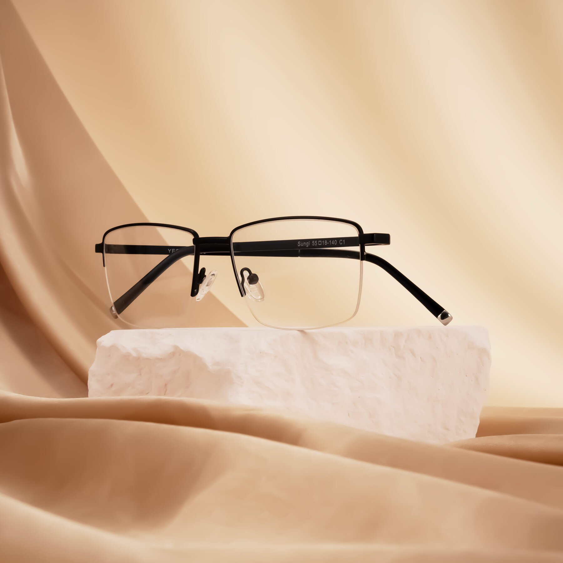 Lifestyle photography #1 of Sungi in Matte Black with Clear Eyeglass Lenses