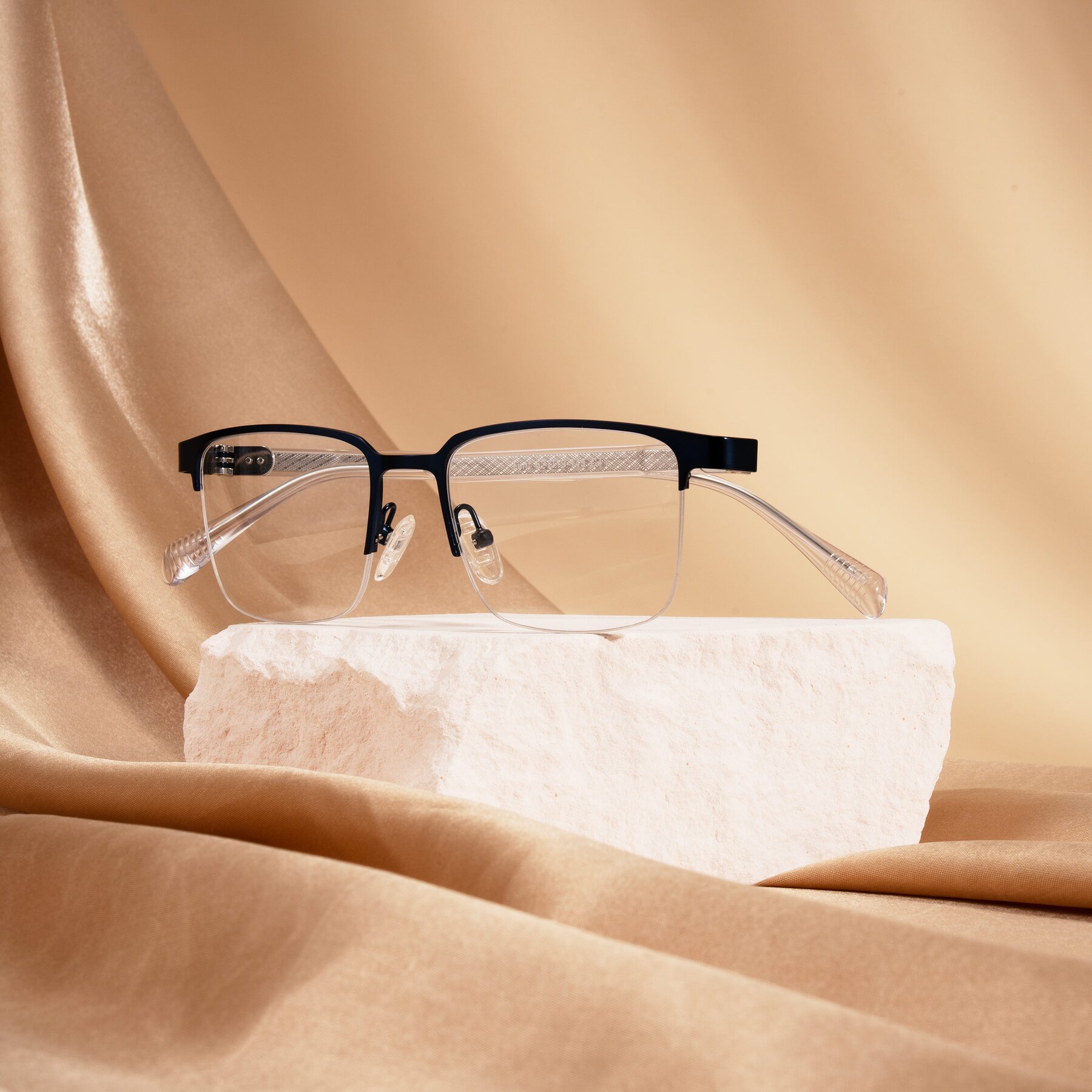 Lifestyle photography #1 of Tunt in Matte Blue with Clear Eyeglass Lenses