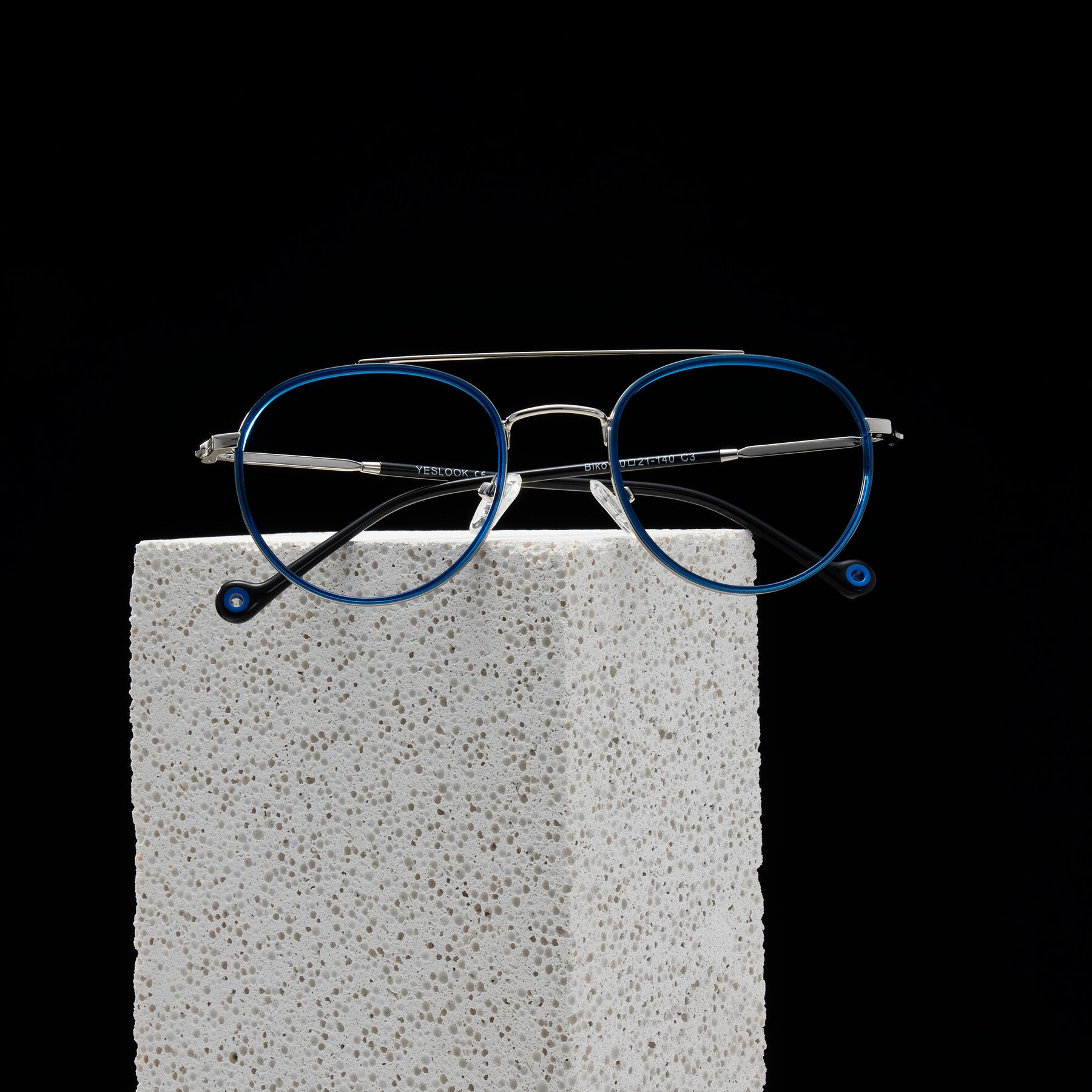 Lifestyle photography #2 of Biko in Blue/Silver with Clear Eyeglass Lenses