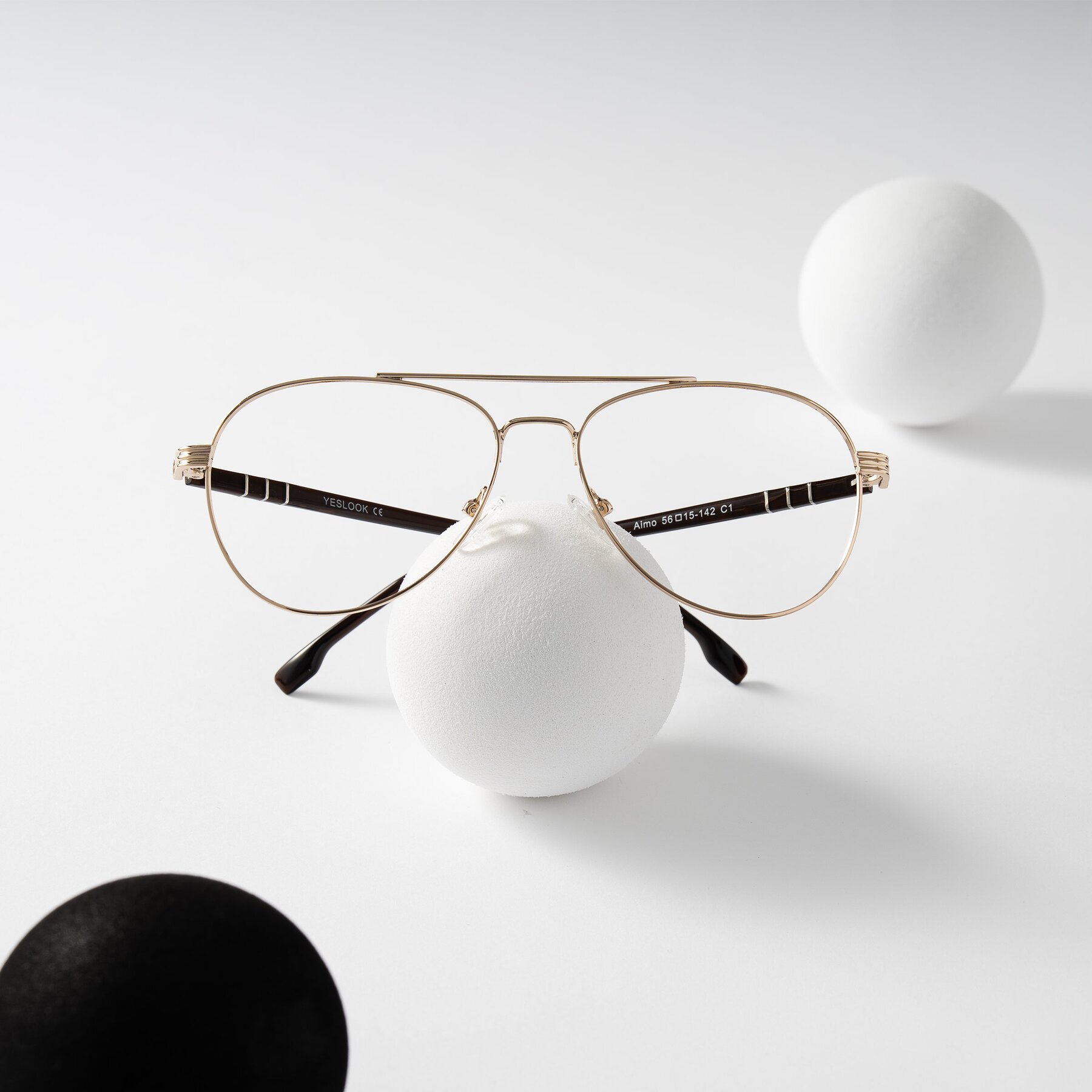 Lifestyle photography #1 of Aimo in Gold/Dark Brown with Clear Reading Eyeglass Lenses