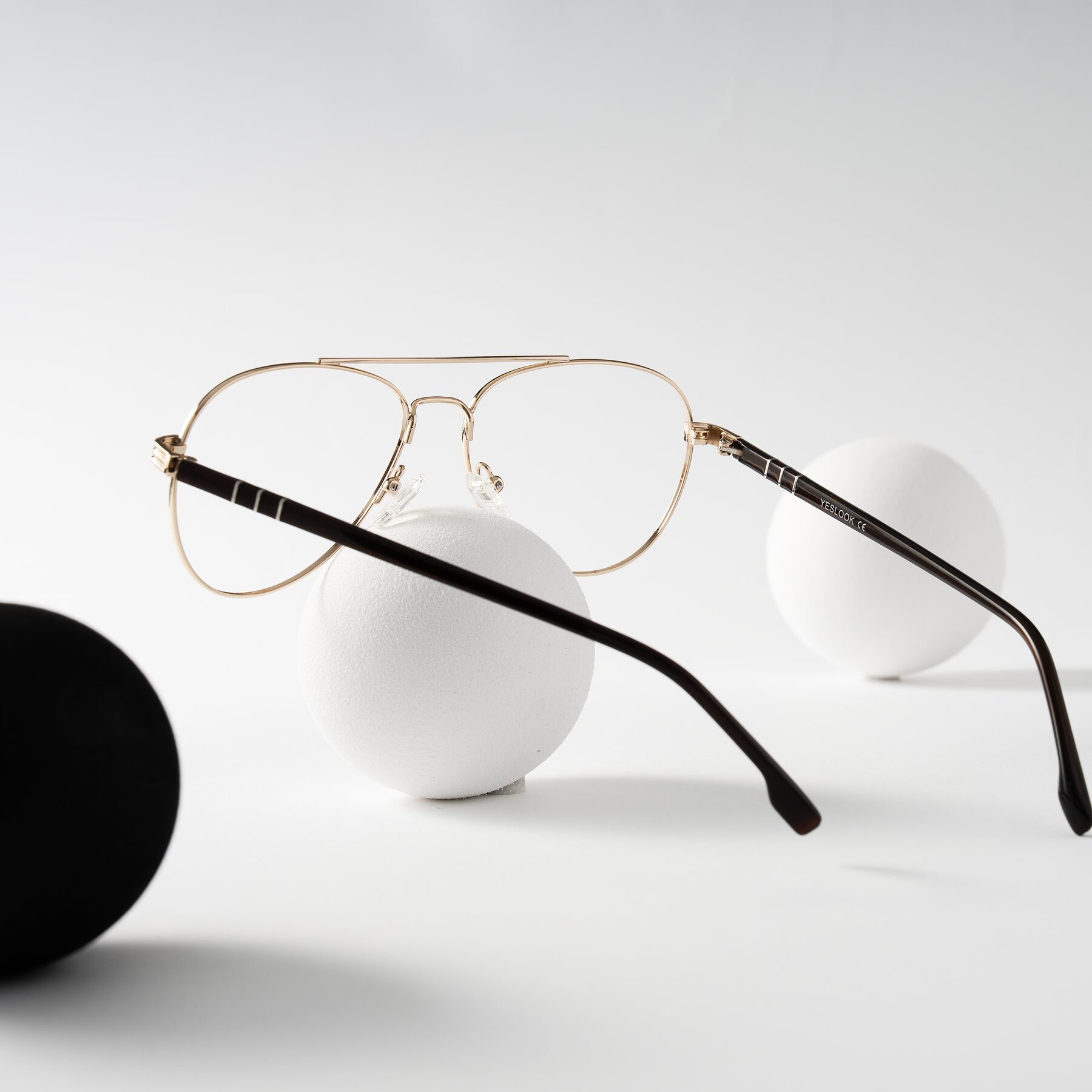 Lifestyle photography #2 of Aimo in Gold/Dark Brown with Clear Reading Eyeglass Lenses