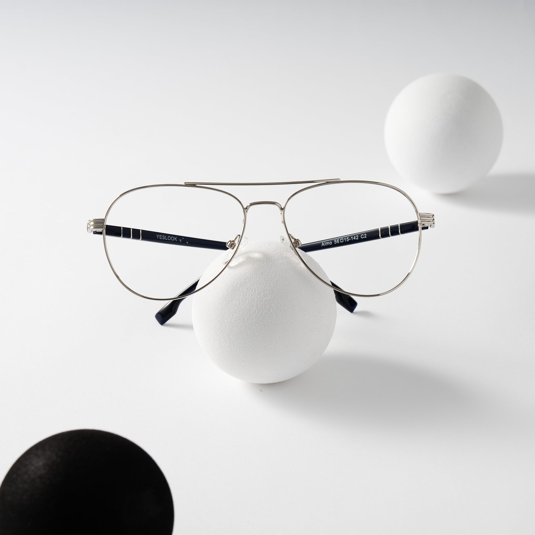 Lifestyle photography #1 of Aimo in Silver/Dark Blue with Clear Eyeglass Lenses