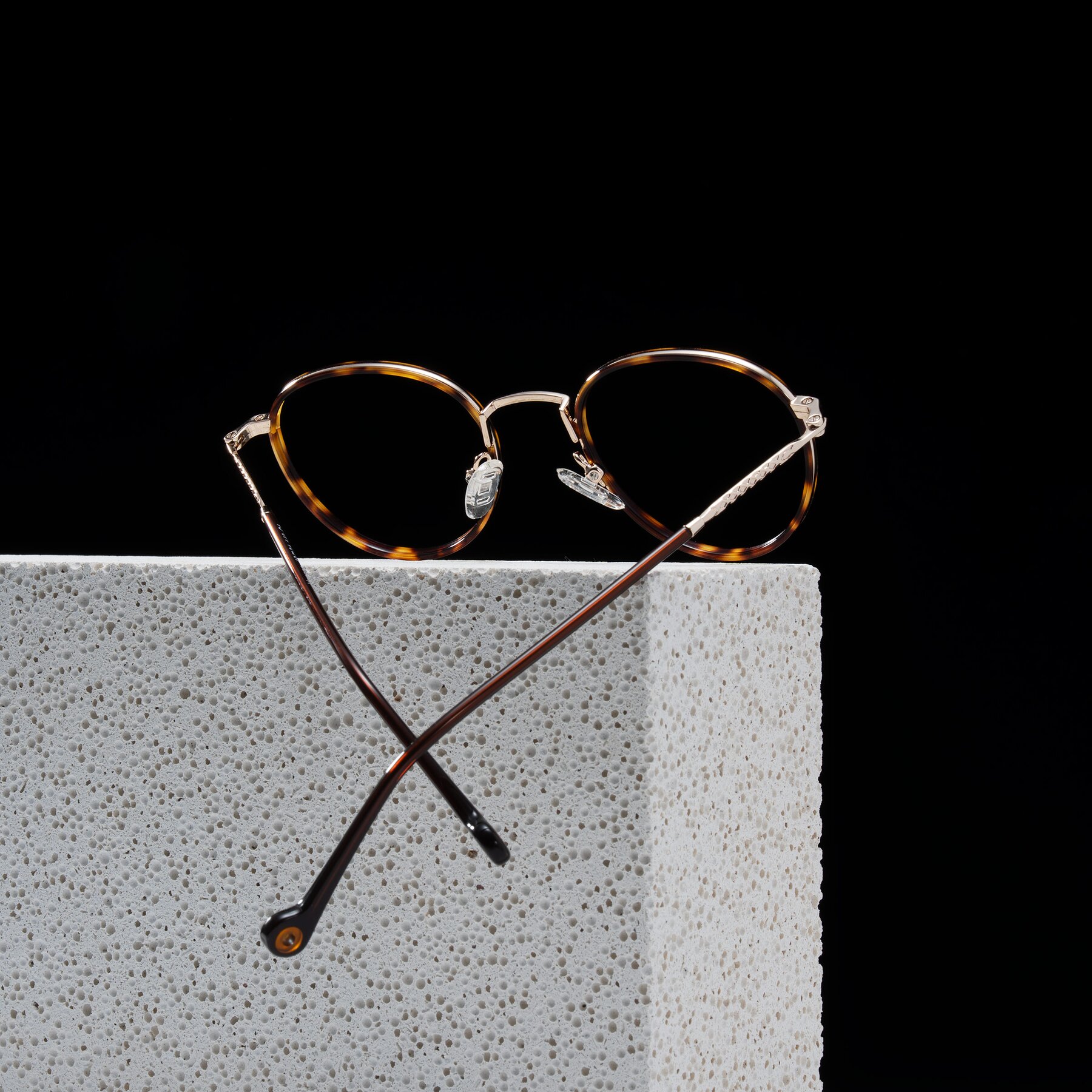 Lifestyle photography #2 of Hoosen in Leopard-Print/Gold with Clear Eyeglass Lenses