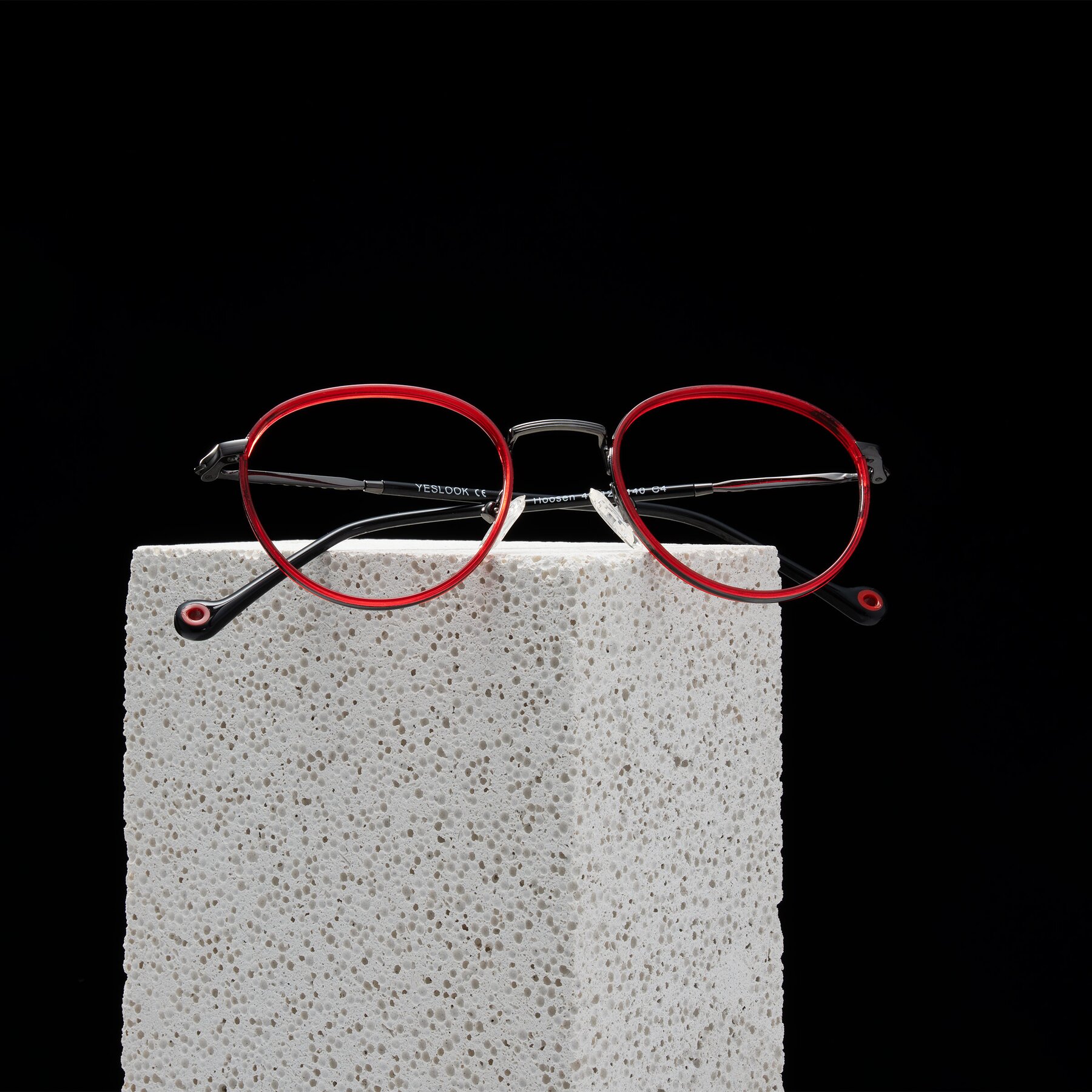 Lifestyle photography #1 of Hoosen in Red/Gunmetal with Clear Eyeglass Lenses
