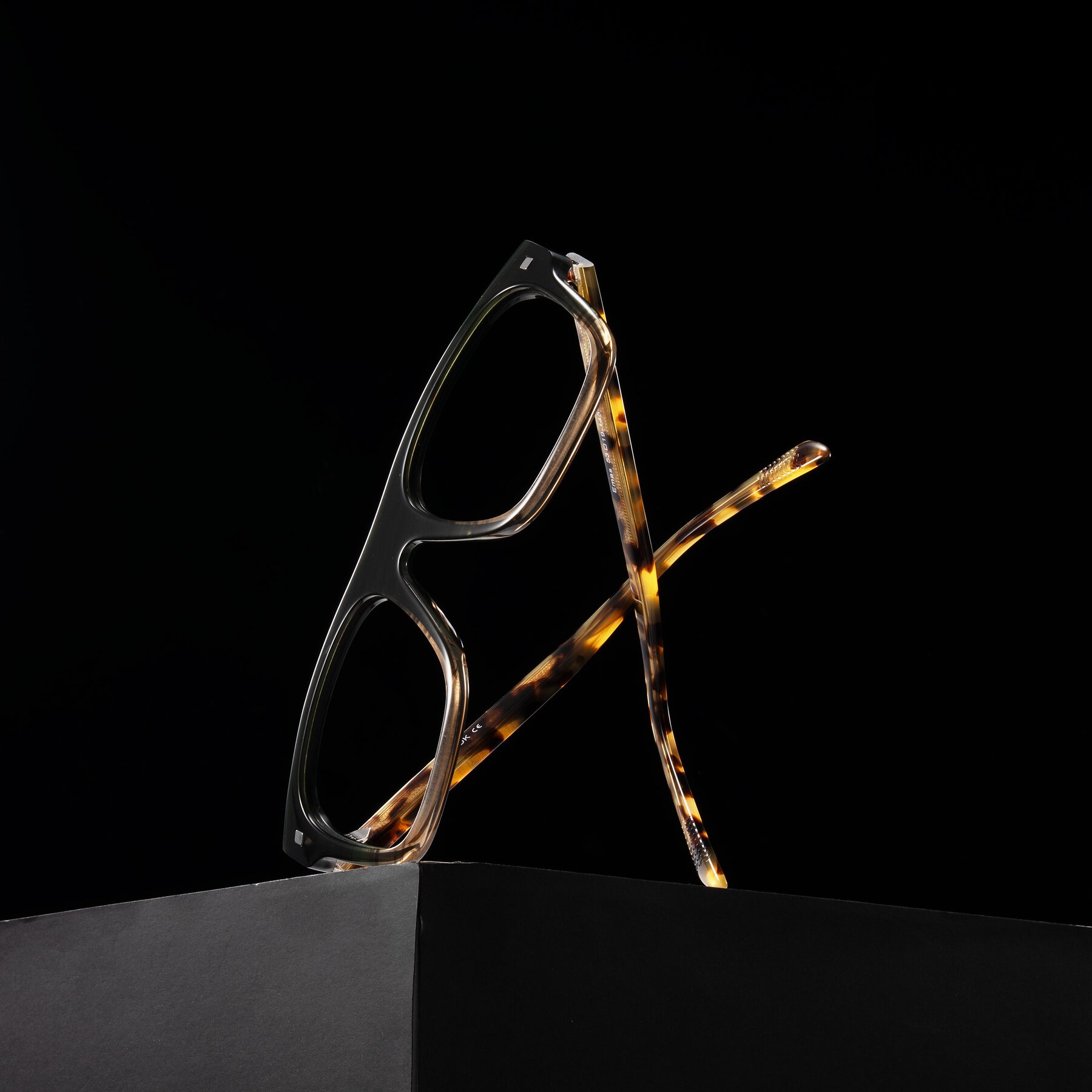 Lifestyle photography #1 of Emas in Green Brown Striped/Honey Tortoise with Clear Reading Eyeglass Lenses