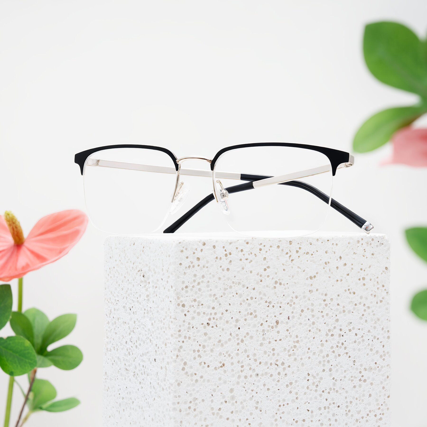 Lifestyle photography #1 of Volkho in Matte Black/Gold with Clear Eyeglass Lenses