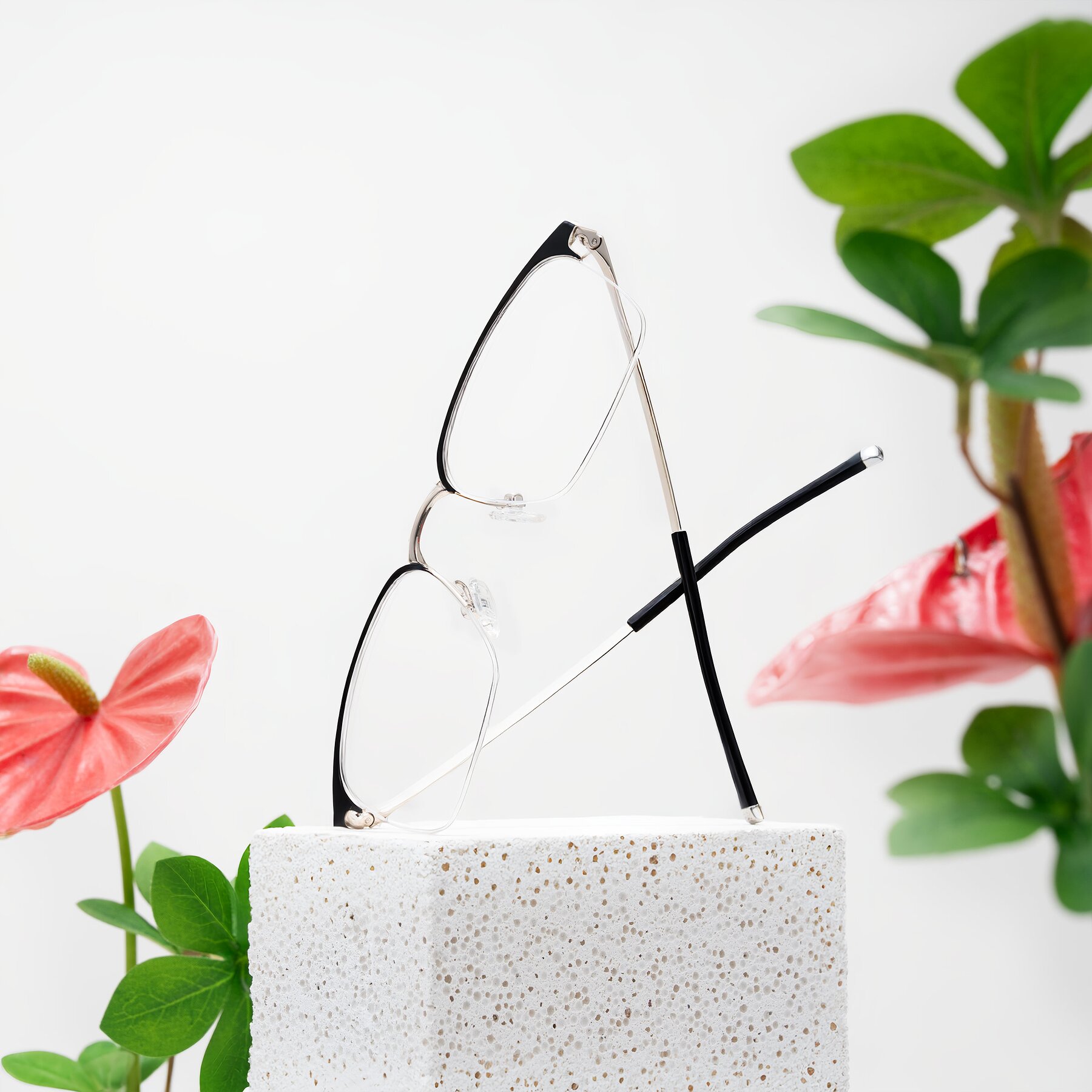 Lifestyle photography #2 of Volkho in Matte Black/Gold with Clear Eyeglass Lenses