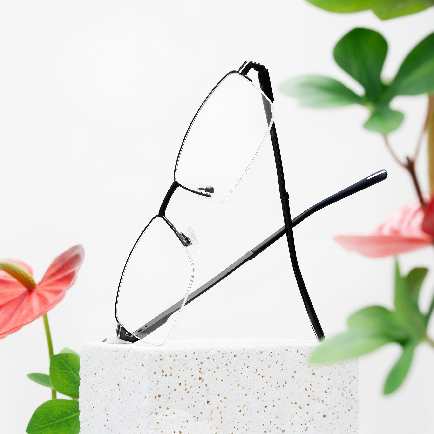 Men's lifestyle photography #2 of Ngoyi in Matte Black with Clear Eyeglass Lenses