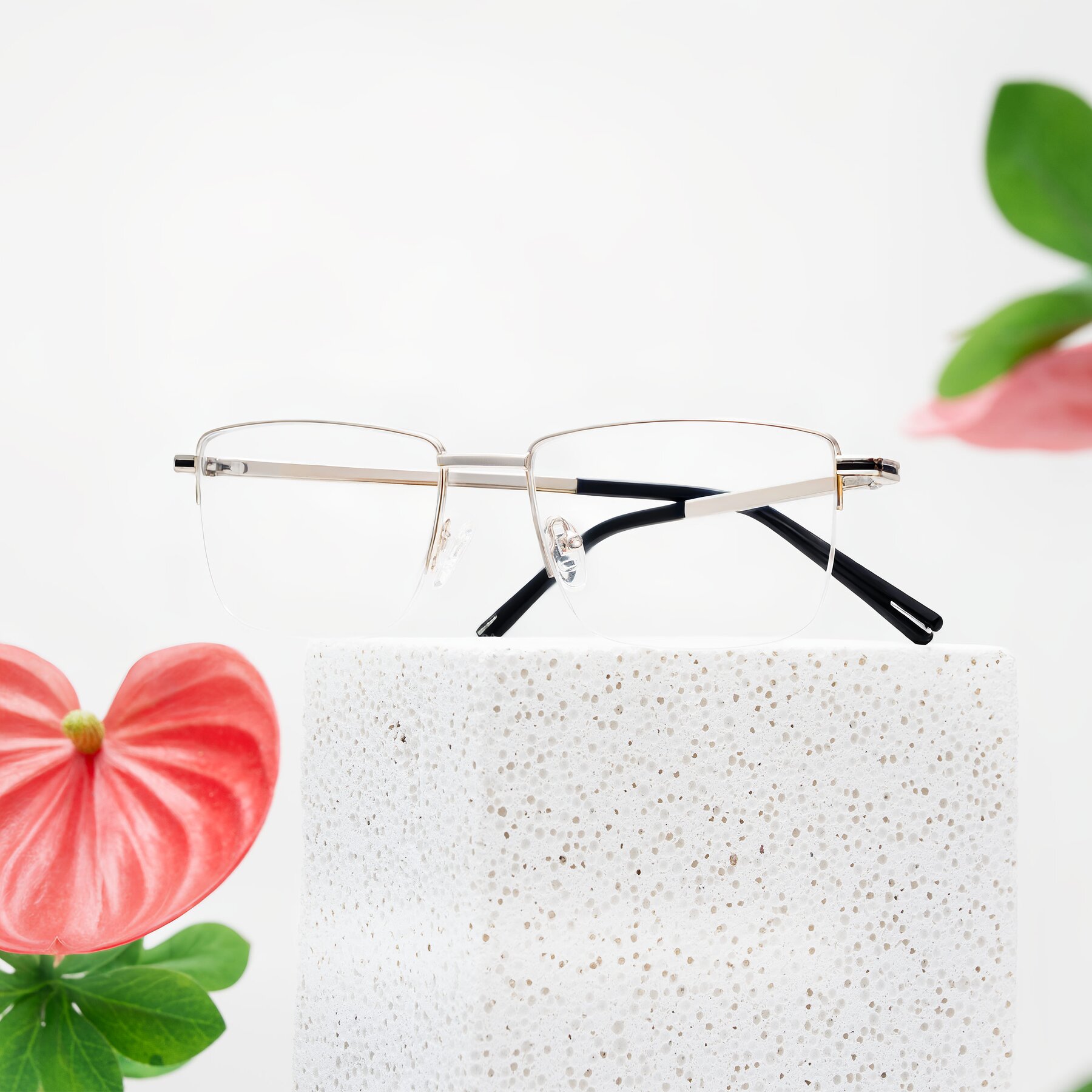 Men's lifestyle photography #1 of Ngoyi in Gold with Clear Blue Light Blocking Lenses