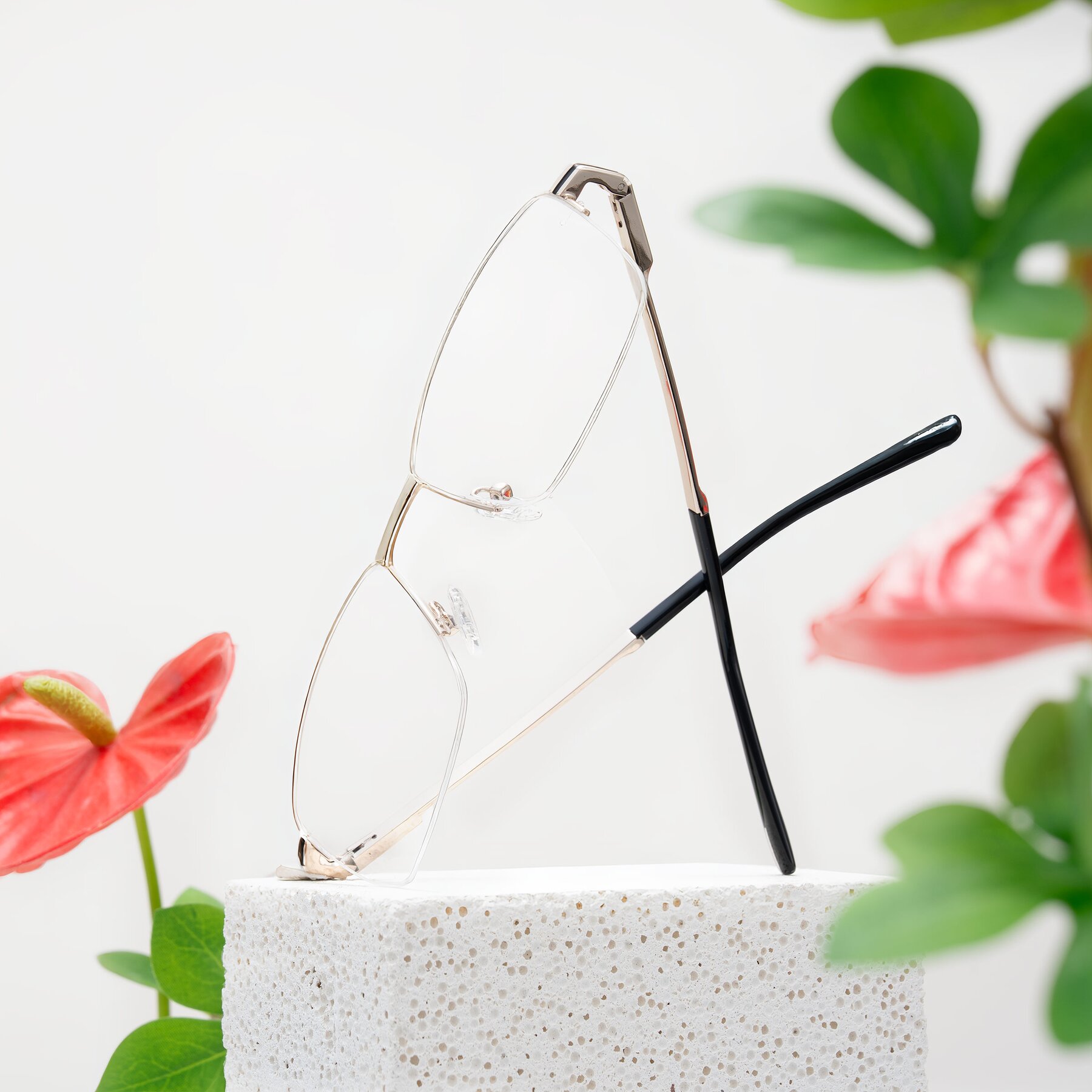 Men's lifestyle photography #2 of Ngoyi in Gold with Clear Blue Light Blocking Lenses