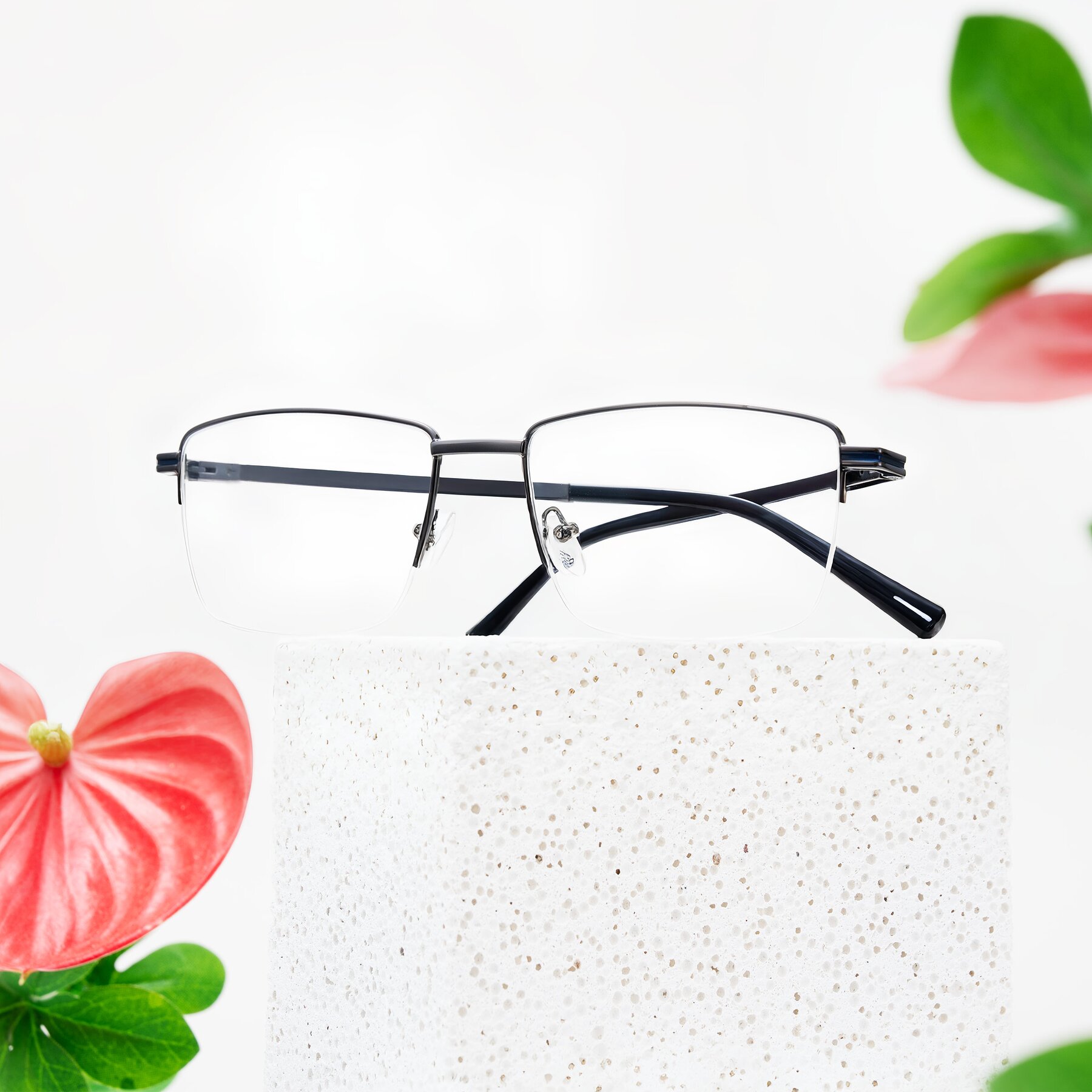 Men's lifestyle photography #1 of Ngoyi in Gunmetal with Clear Blue Light Blocking Lenses