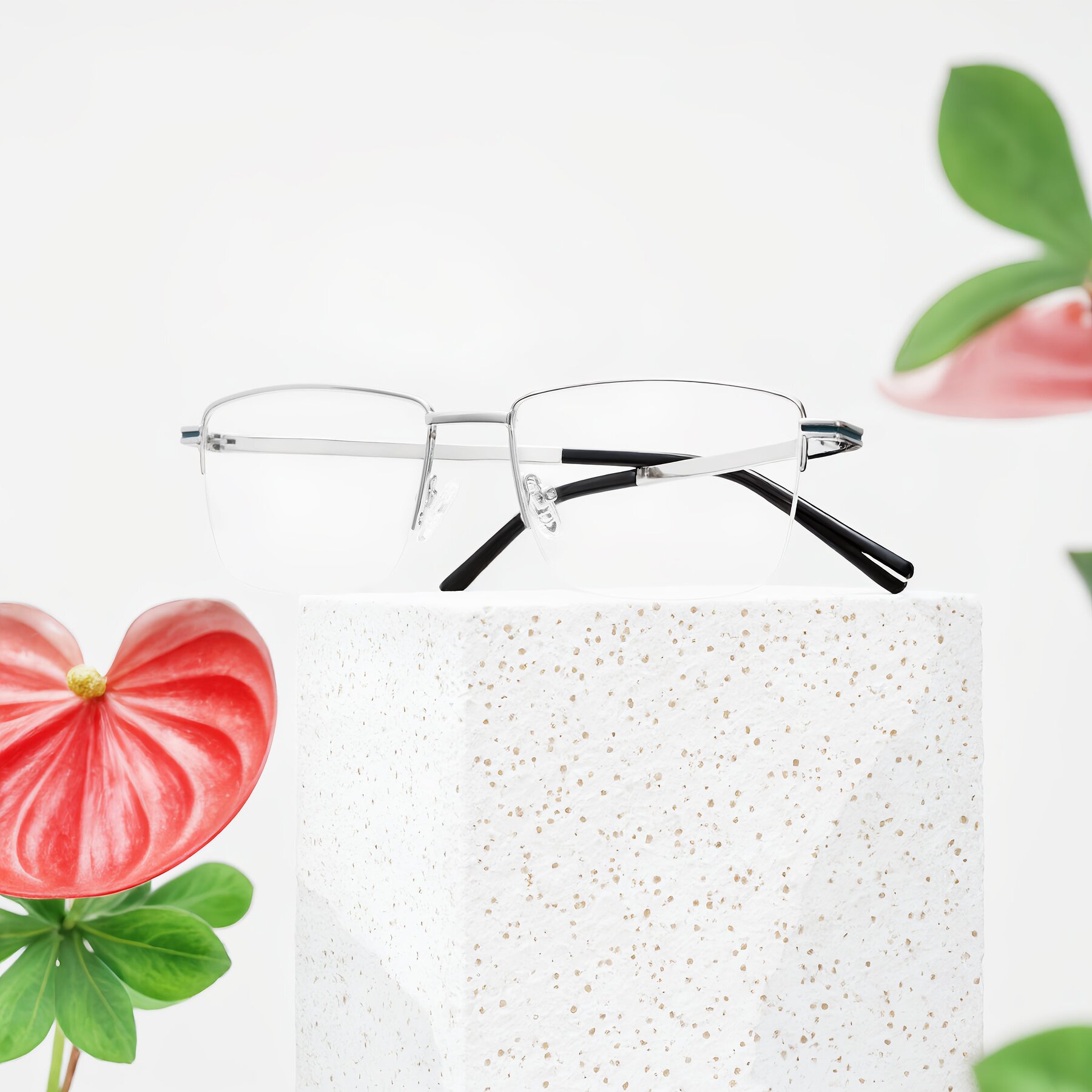 Men's lifestyle photography #1 of Ngoyi in Silver with Clear Blue Light Blocking Lenses