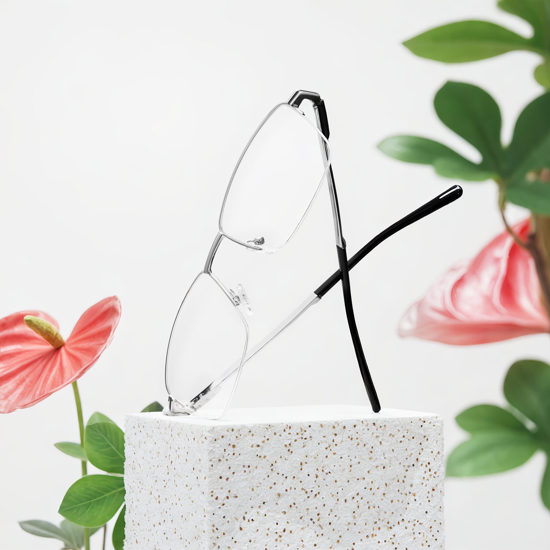 Men's lifestyle photography #2 of Ngoyi in Silver with Clear Blue Light Blocking Lenses