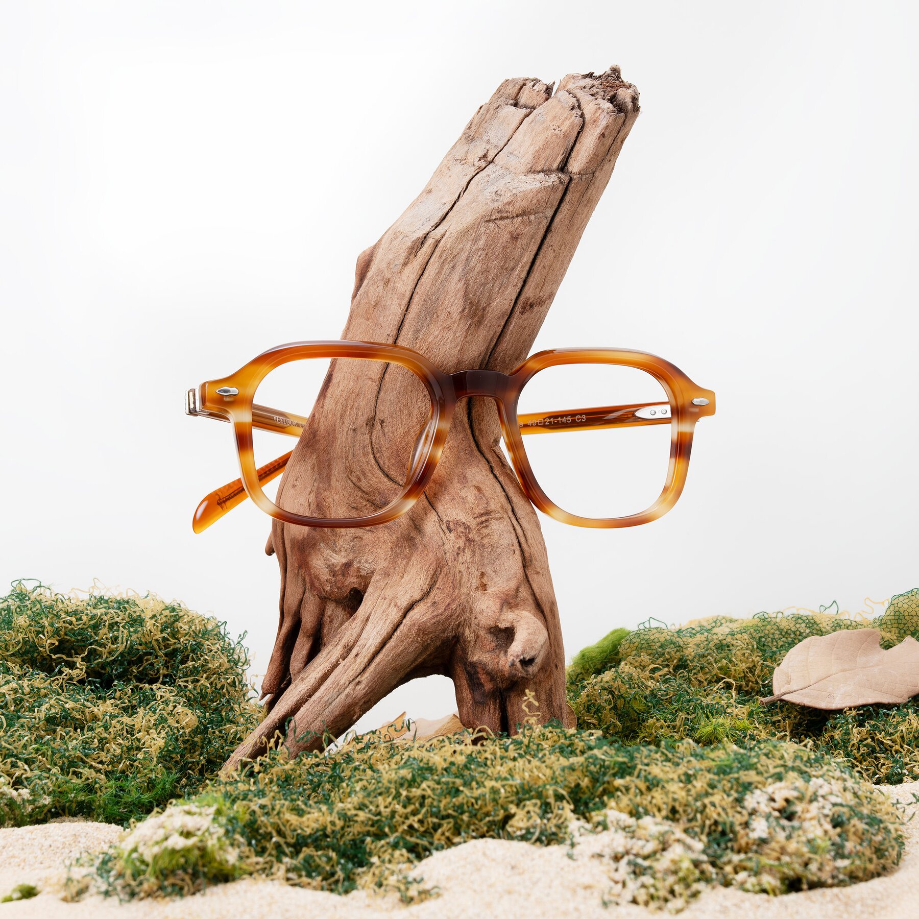 Lifestyle photography #1 of Salyba in Amber Striped with Clear Reading Eyeglass Lenses