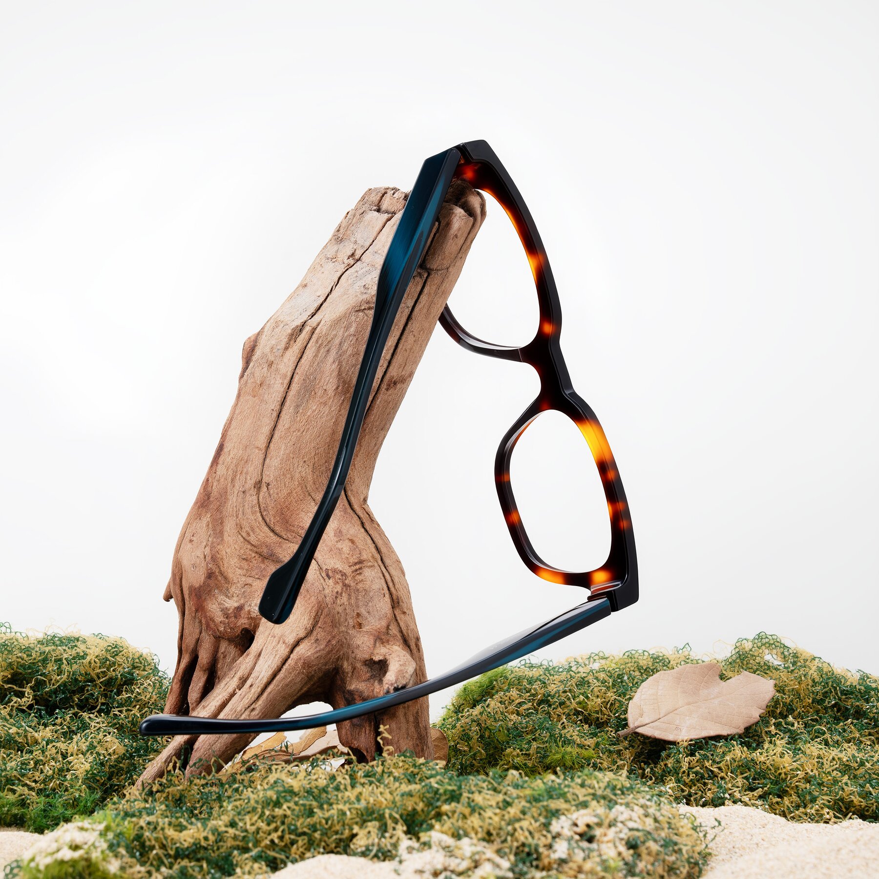 Lifestyle photography #1 of Jensen in Tortoise/Teal Striped with Clear Reading Eyeglass Lenses