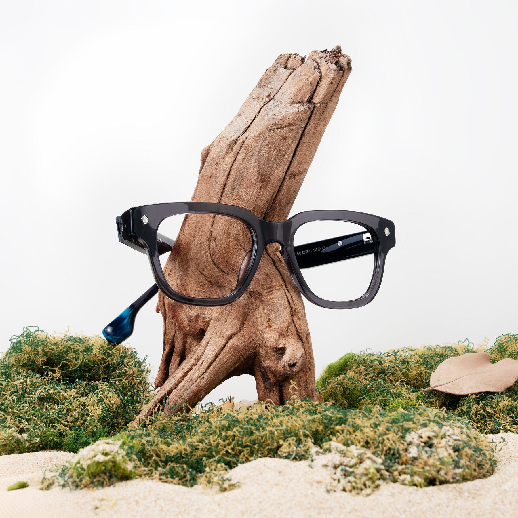 Lifestyle photography #1 of Jensen in Gray/Blue Striped with Clear Eyeglass Lenses