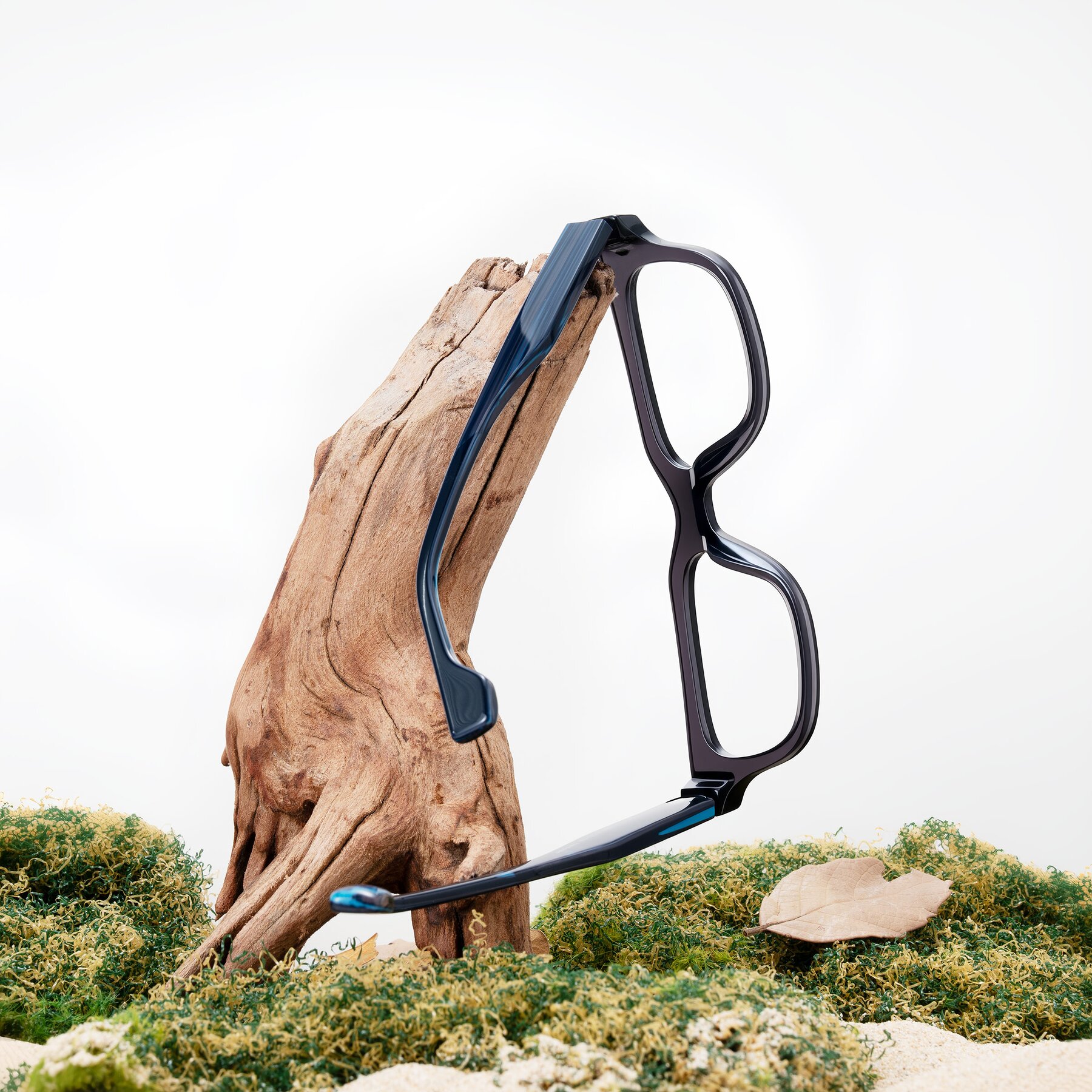 Lifestyle photography #2 of Jensen in Gray/Blue Striped with Clear Eyeglass Lenses