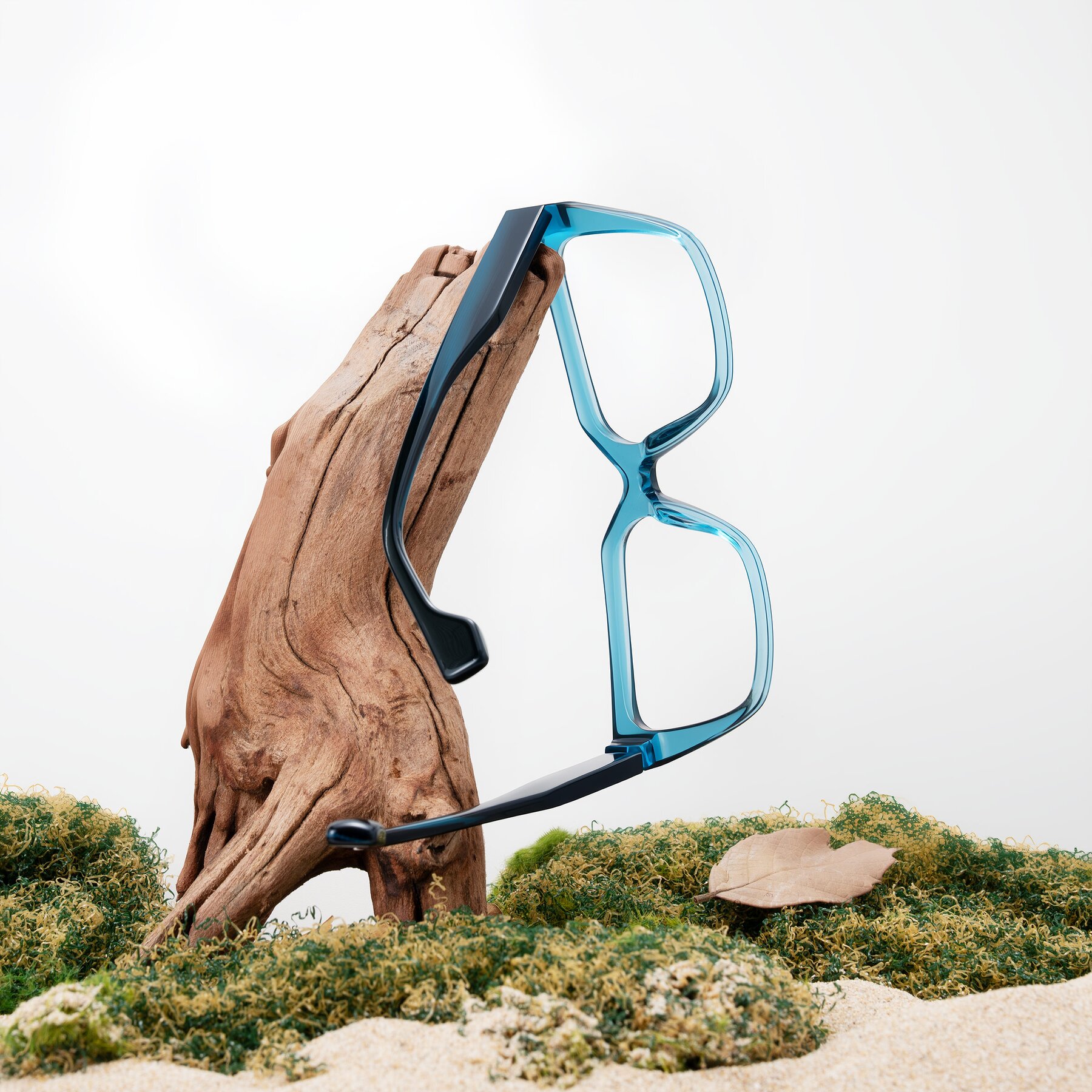 Lifestyle photography #2 of Gwee in Blue/Teal Striped with Clear Blue Light Blocking Lenses