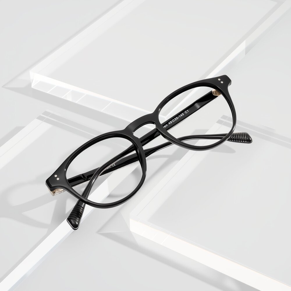 Black Retro-Vintage Plastic Round Eyeglasses