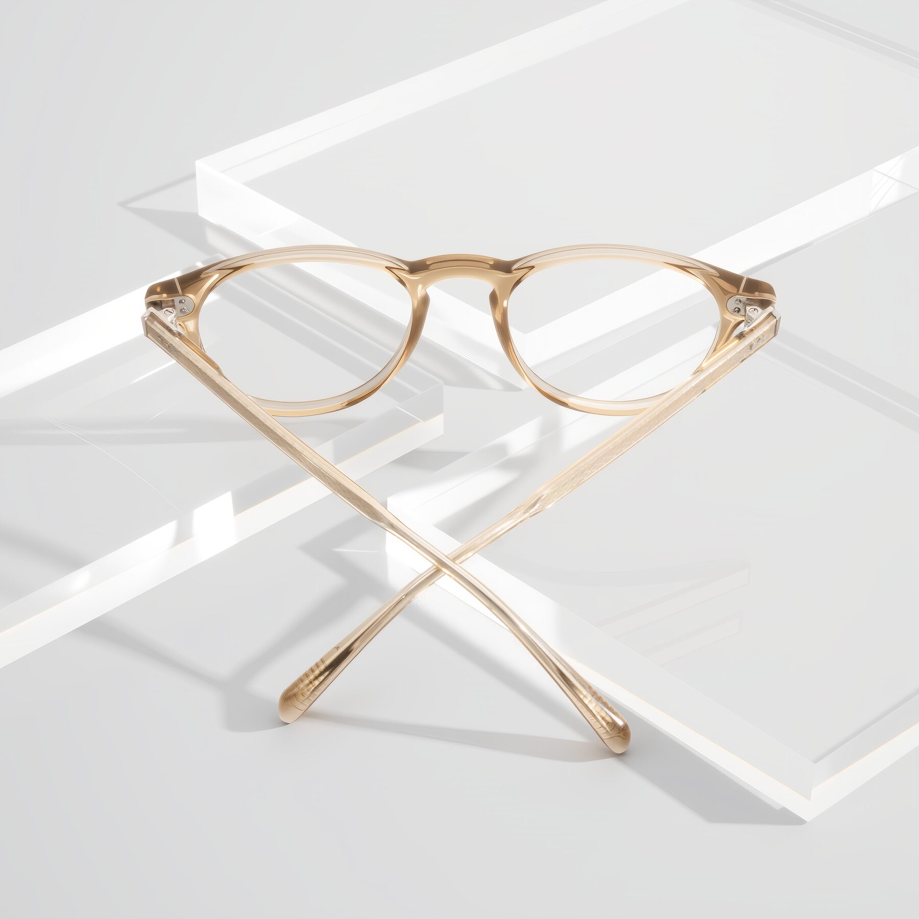 Lifestyle photography #2 of Dayen in Champagne with Clear Reading Eyeglass Lenses