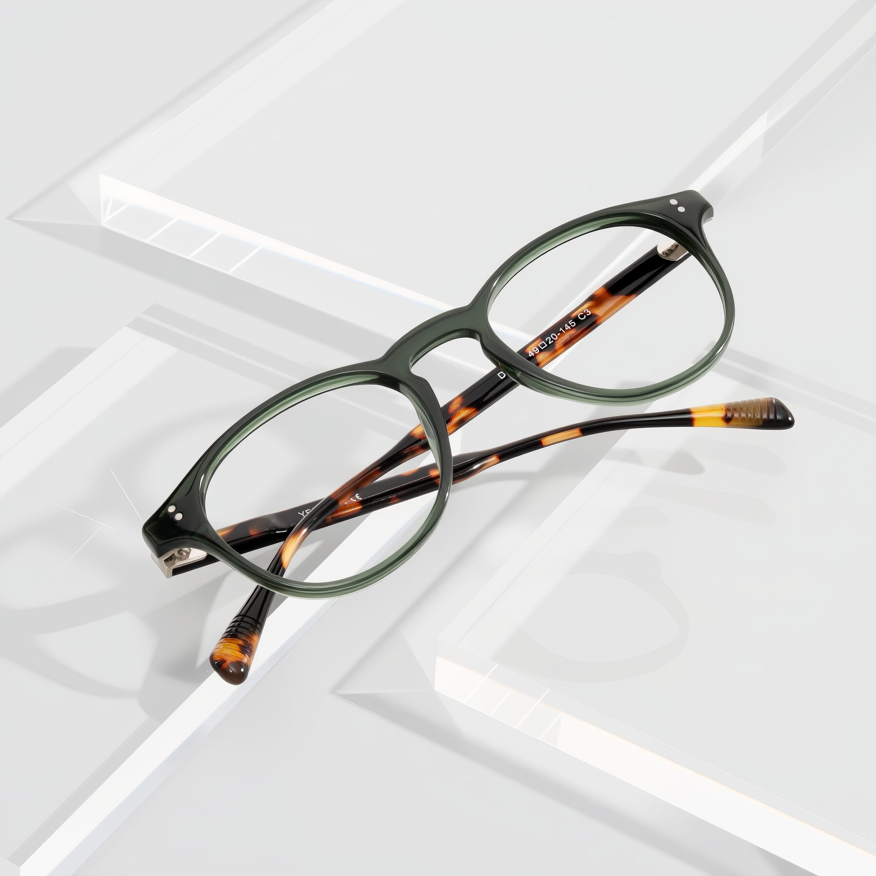 Lifestyle photography #1 of Dayen in Dark Green/Tortoise with Clear Blue Light Blocking Lenses