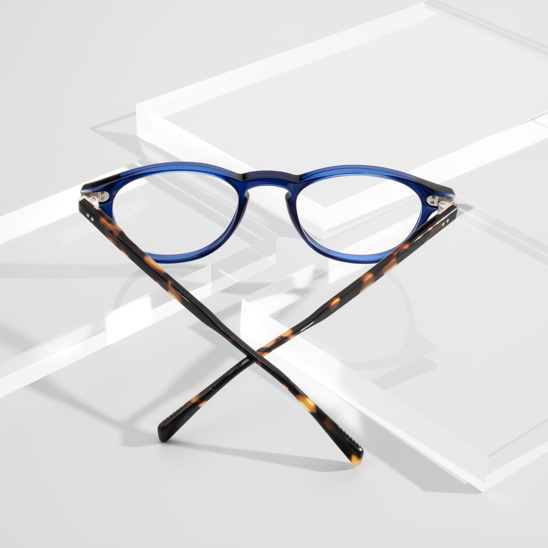 Lifestyle photography #2 of Dayen in Navy Blue/Tortoise with Clear Blue Light Blocking Lenses