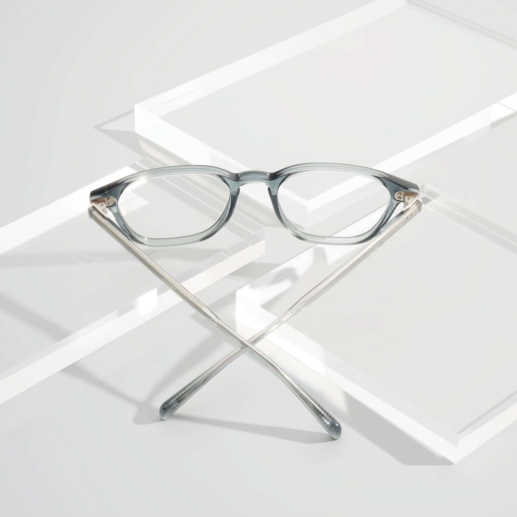 Lifestyle photography #2 of Huites in Grayish Blue with Clear Blue Light Blocking Lenses