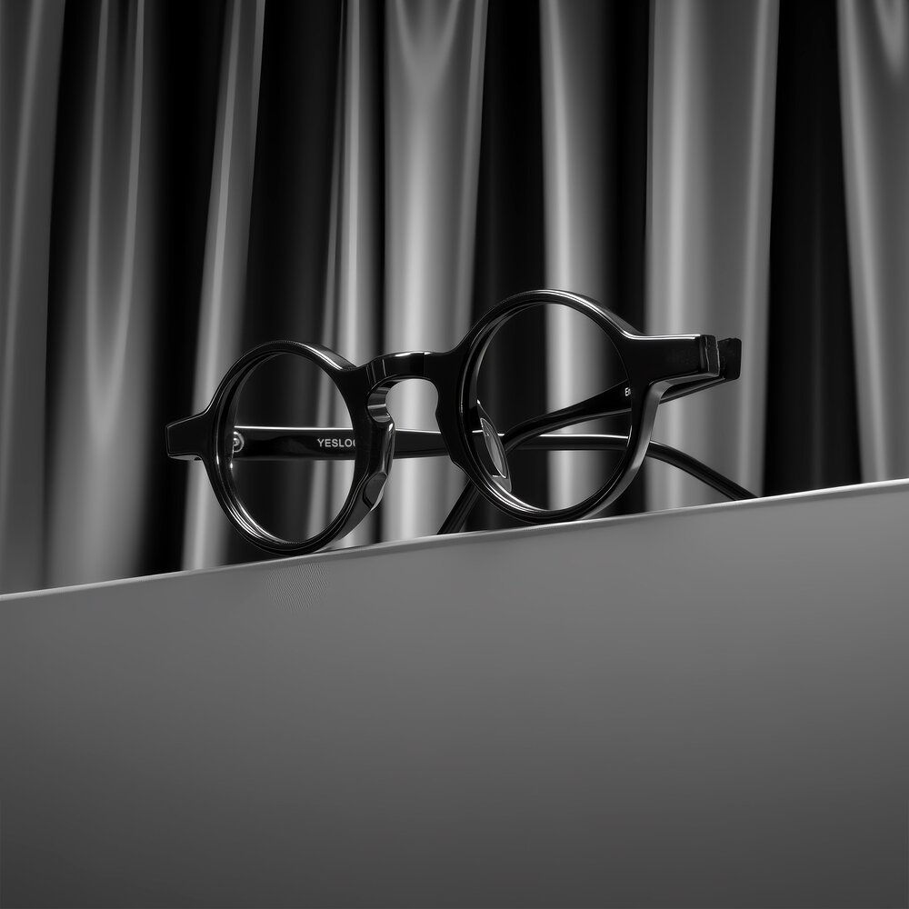 Black Narrow Retro-Vintage Round Eyeglasses