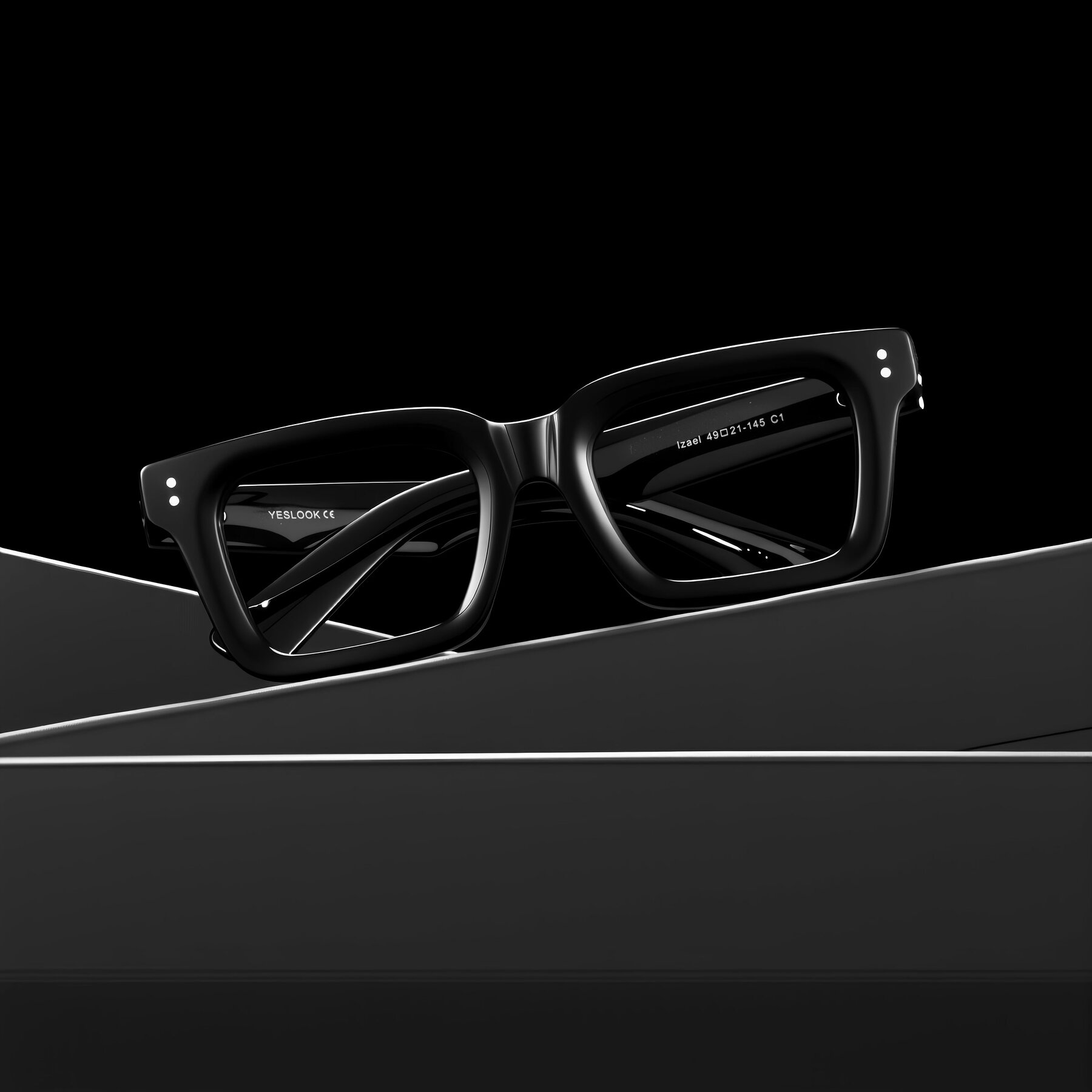 Lifestyle photography #1 of Izael in Black with Clear Blue Light Blocking Lenses