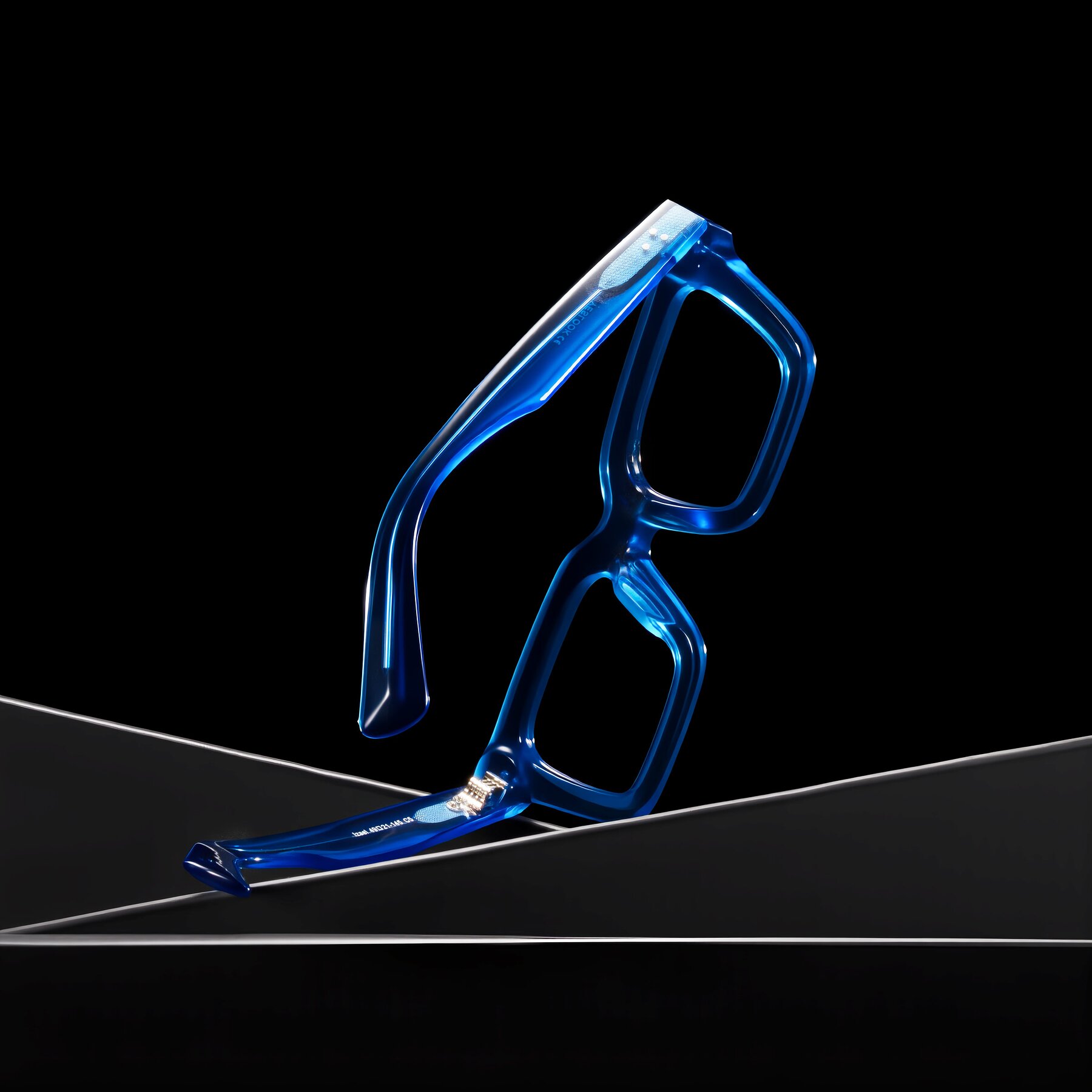 Lifestyle photography #2 of Izael in Transparent Blue with Clear Reading Eyeglass Lenses