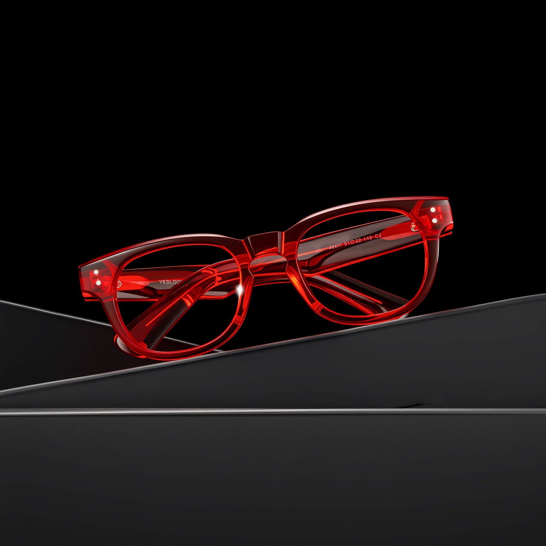 Lifestyle photography #1 of Jasiri in Chili Pepper with Clear Blue Light Blocking Lenses