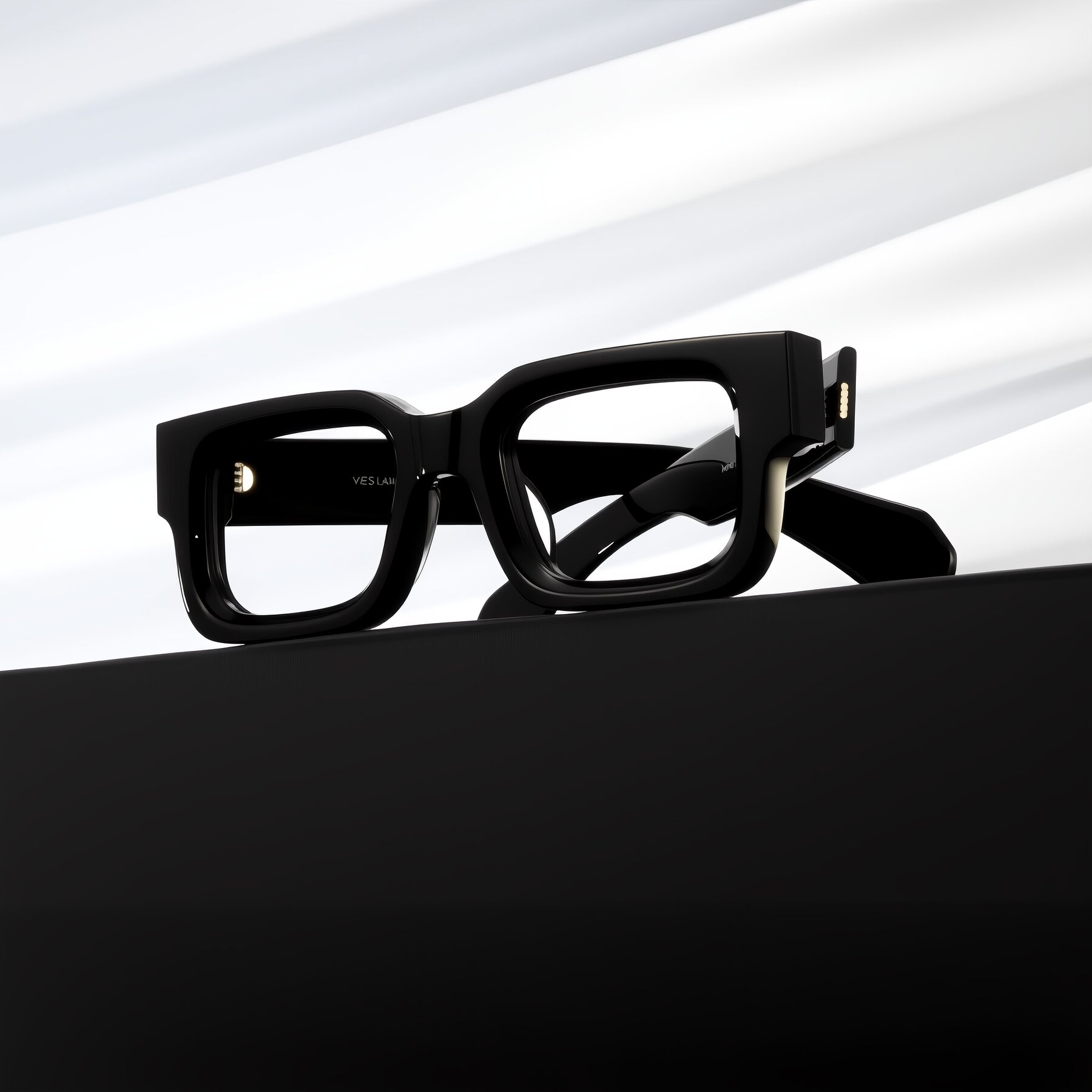 Lifestyle photography #1 of Nuria in Black with Clear Blue Light Blocking Lenses