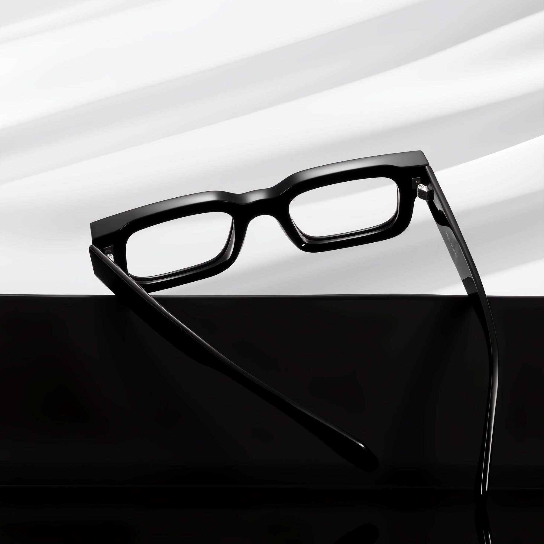 Lifestyle photography #2 of Nuria in Black with Clear Blue Light Blocking Lenses