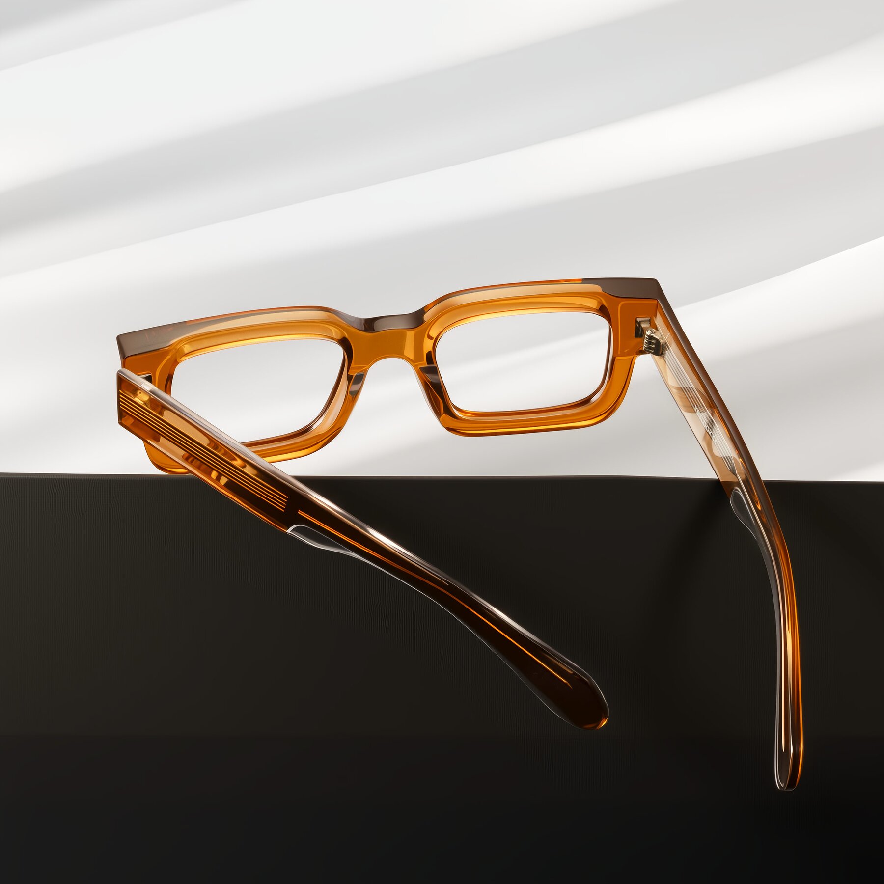 Lifestyle photography #2 of Nuria in Amber with Clear Reading Eyeglass Lenses